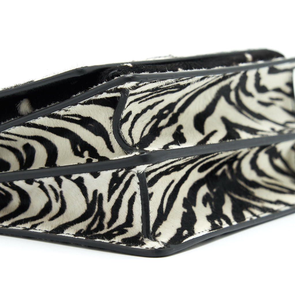 SAINT LAURENT/ YSL SUNSET ANIMAL PRINT CALF HAIR RUTHENIUM HARDWARE