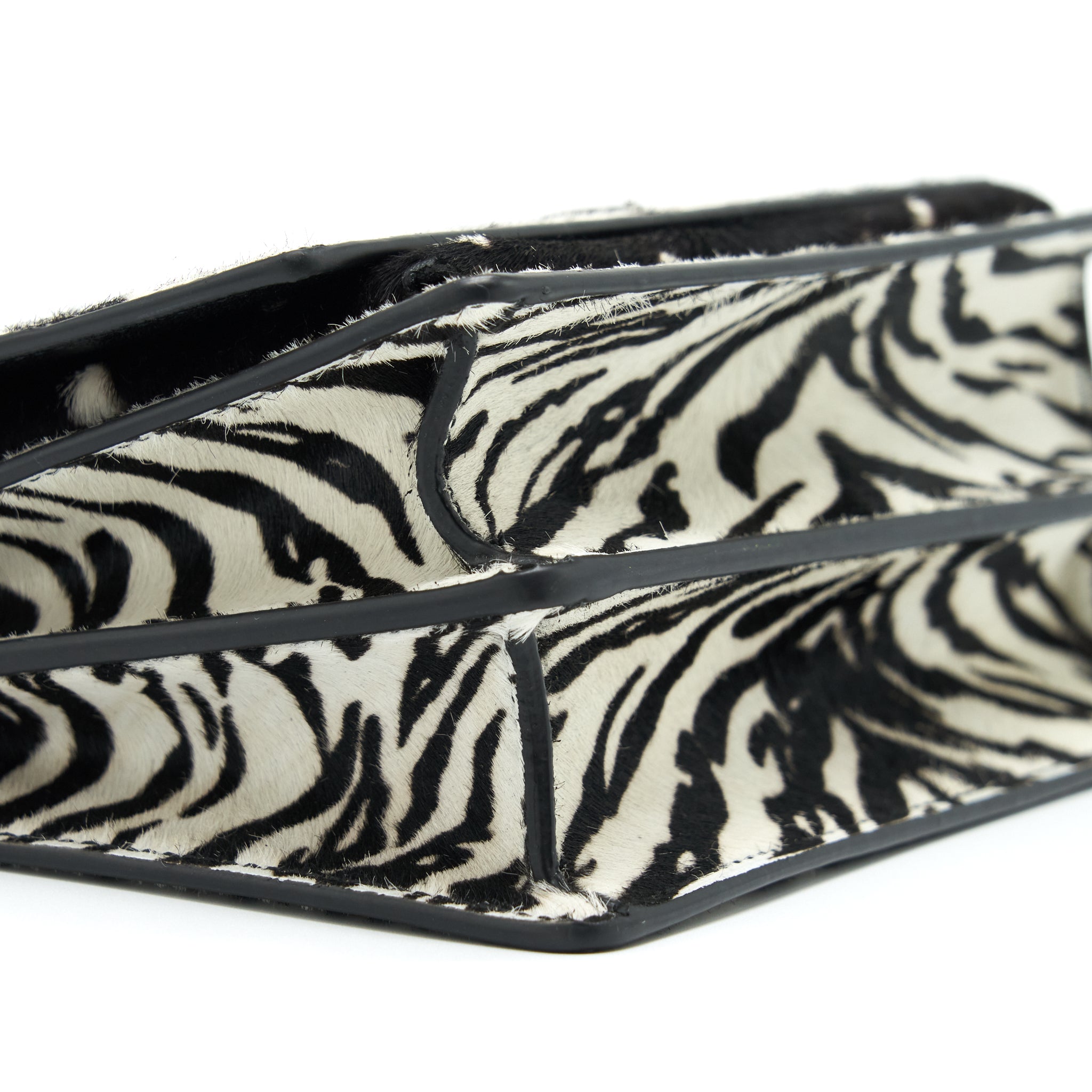 SAINT LAURENT/ YSL SUNSET ANIMAL PRINT CALF HAIR RUTHENIUM HARDWARE
