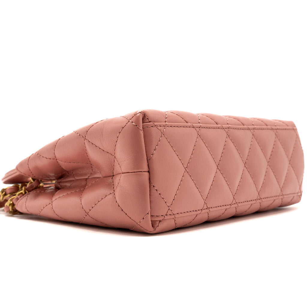 CHANEL 23K MINI SHOPPING TOTE CALFSKIN PINK BRUSHED GHW(MICROCHIP)