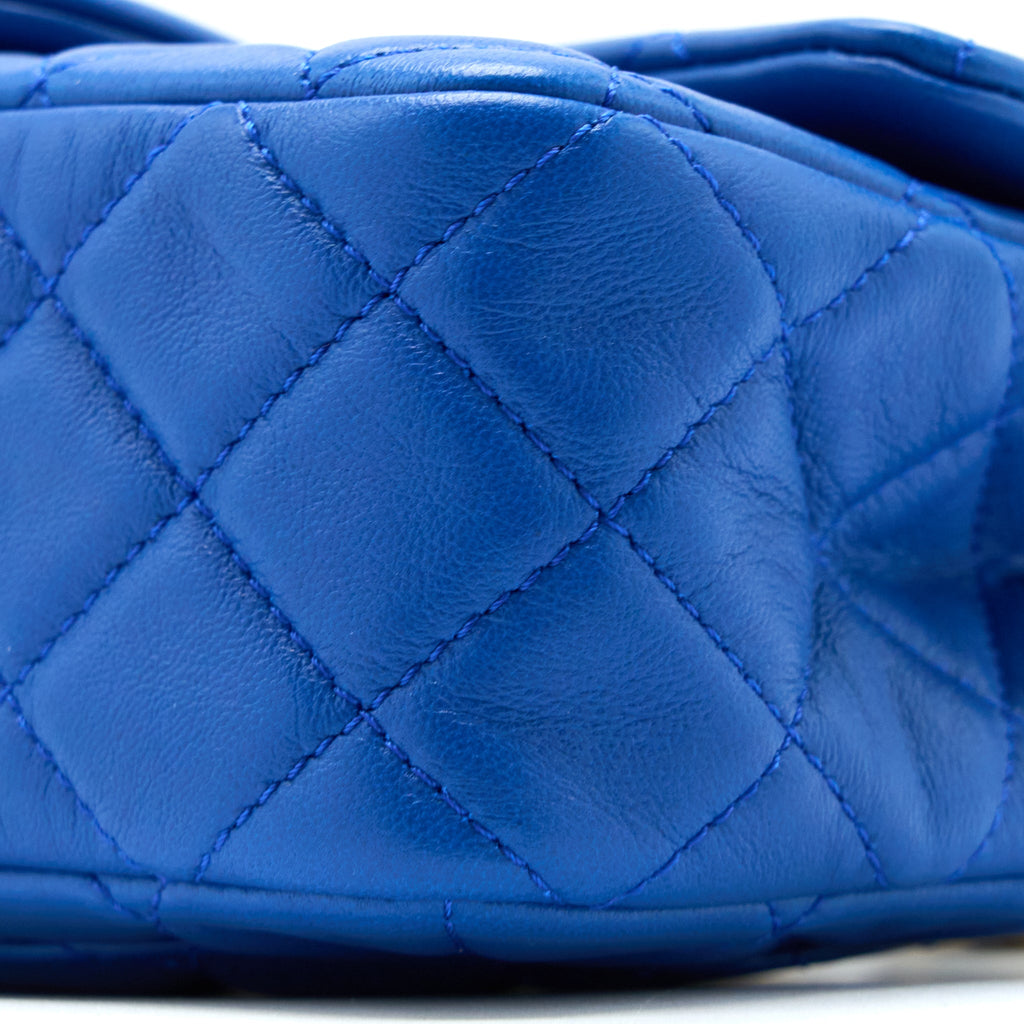 CHANEL PEARL CRUSH MINI RECTANGULAR LAMBSKIN BLUE BRUSHED GHW (MICROCHIP)