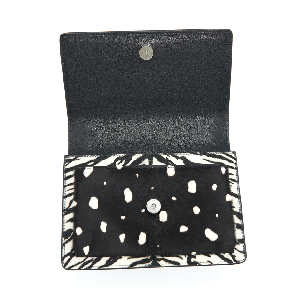 SAINT LAURENT/ YSL SUNSET ANIMAL PRINT CALF HAIR RUTHENIUM HARDWARE