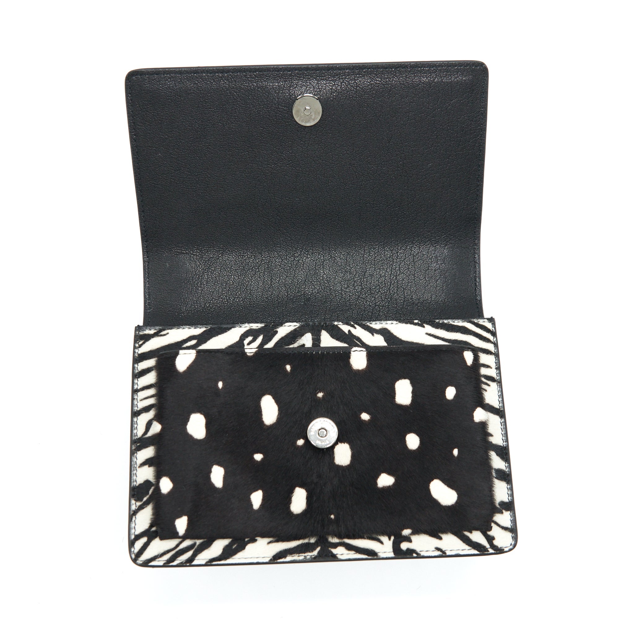 SAINT LAURENT/ YSL SUNSET ANIMAL PRINT CALF HAIR RUTHENIUM HARDWARE
