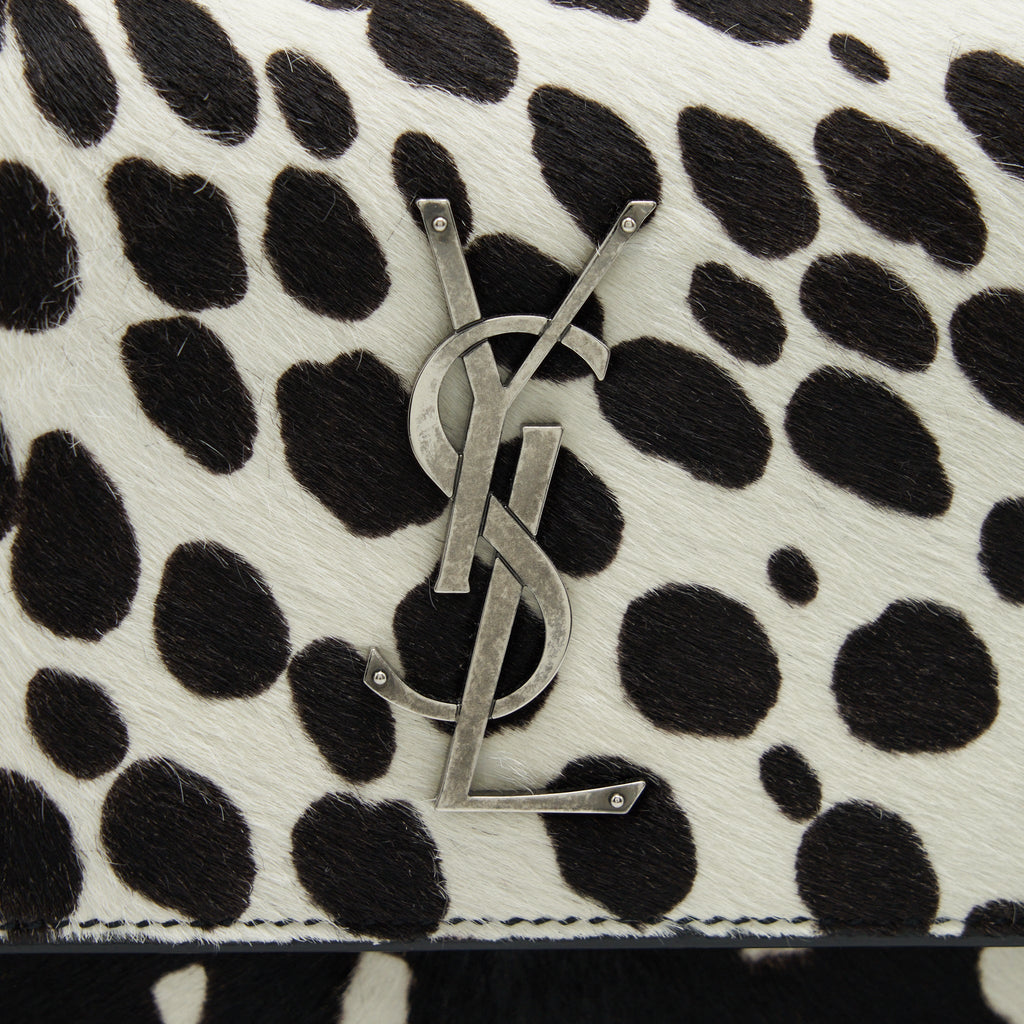 SAINT LAURENT/ YSL SUNSET ANIMAL PRINT CALF HAIR RUTHENIUM HARDWARE