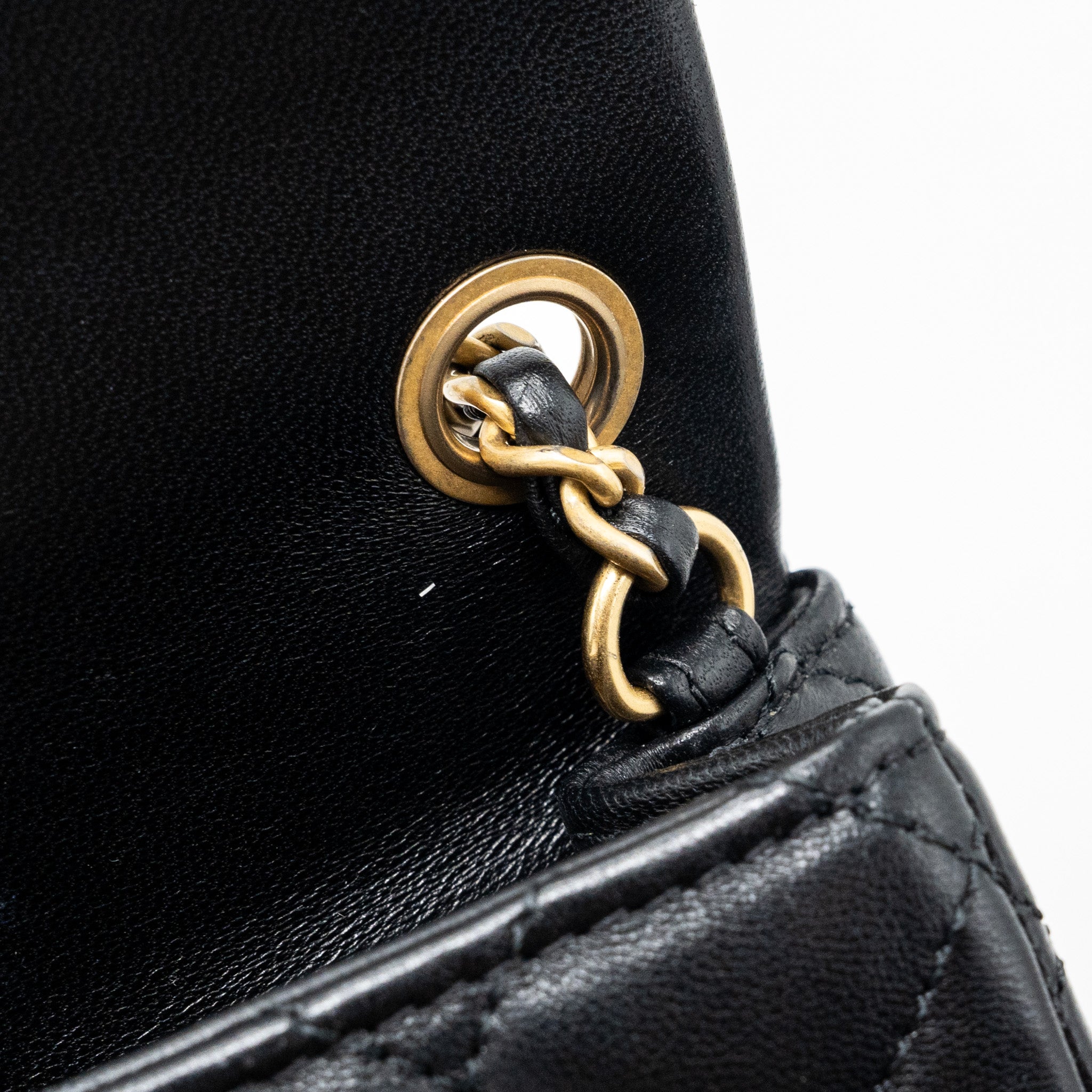 CHANEL PEARL CRUSH MINI SQUARE FLAP BAG LAMBSKIN BLACK GHW (MICROCHIP)