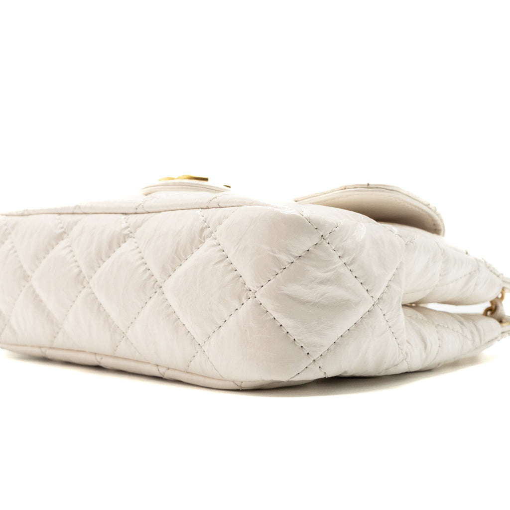 CHANEL 23B SMALL HOBO BAG SHINY CALFSKIN WHITE BRUSHED GHW(MICROCHIP)