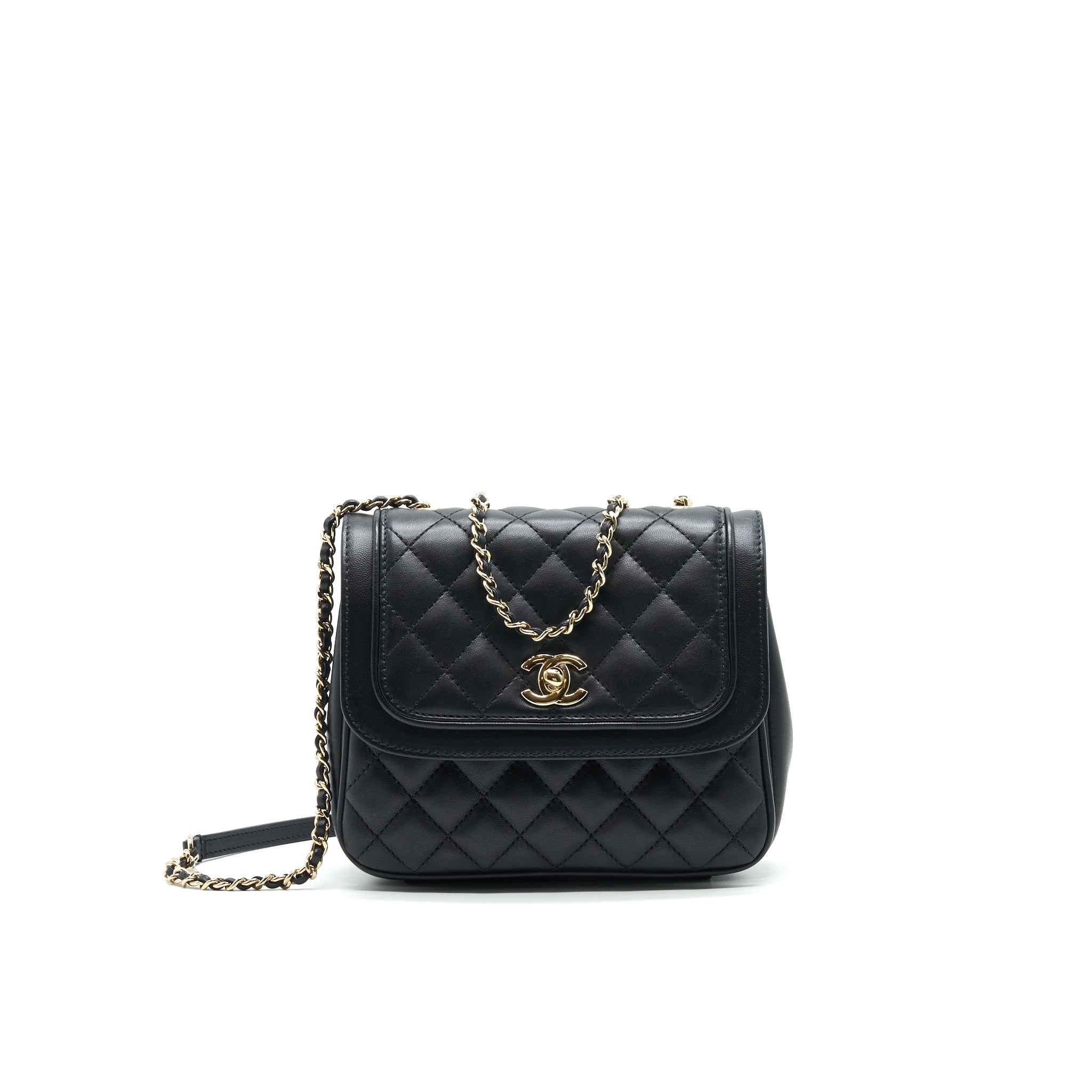 CHANEL SQUARE FLAP BAG LAMBSKIN IN BLACK GHW