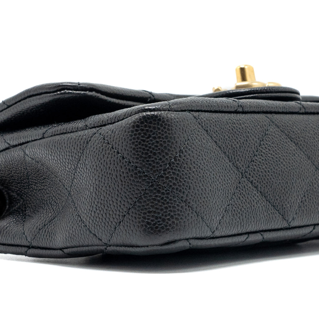 CHANEL 24P COCO LOVE MINI FLAP BAG ADJUSTABLE CHAIN CAVIAR BLACK GHW (MICROCHIP)