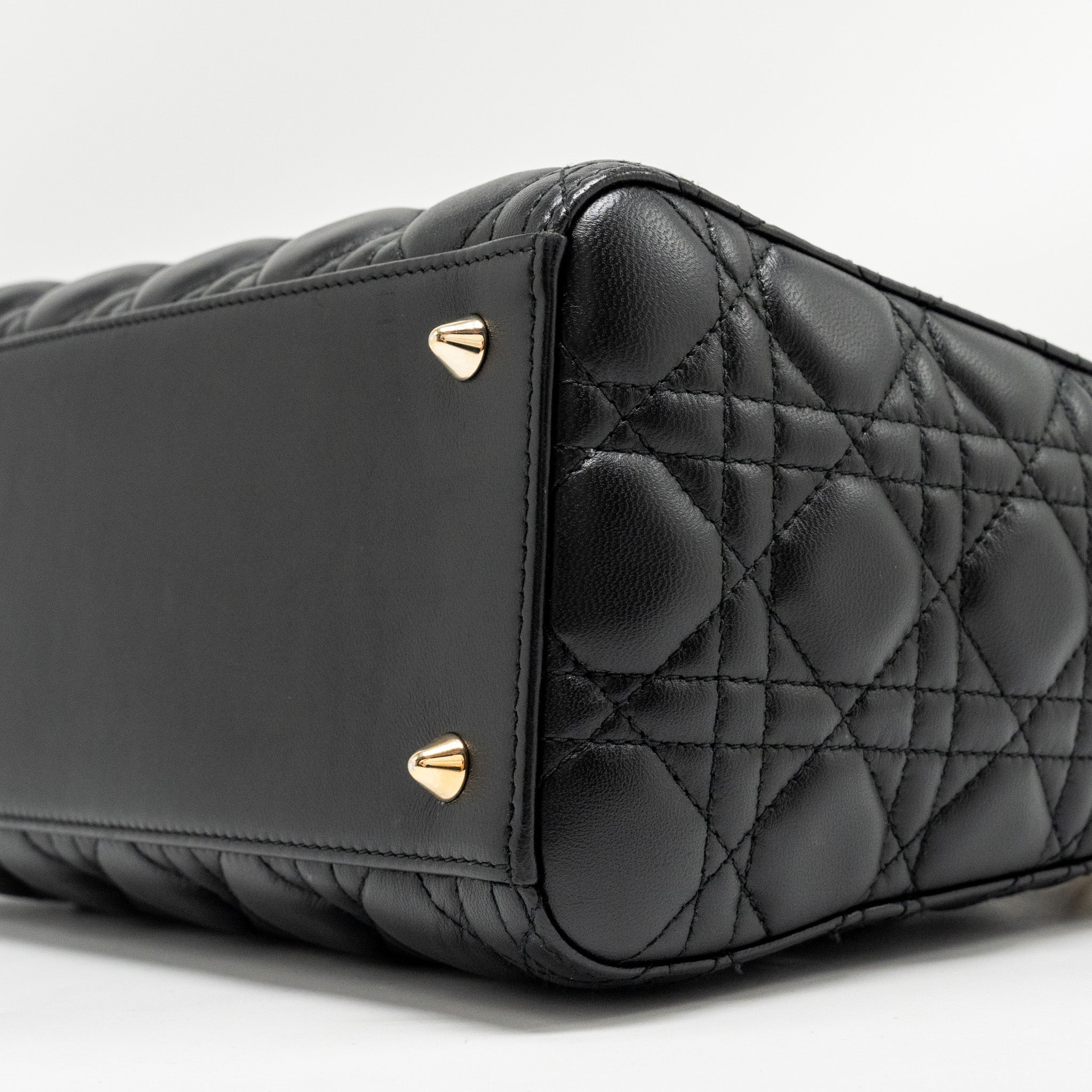 DIOR MEDIUM LADY DIOR LAMBSKIN BLACK LGHW