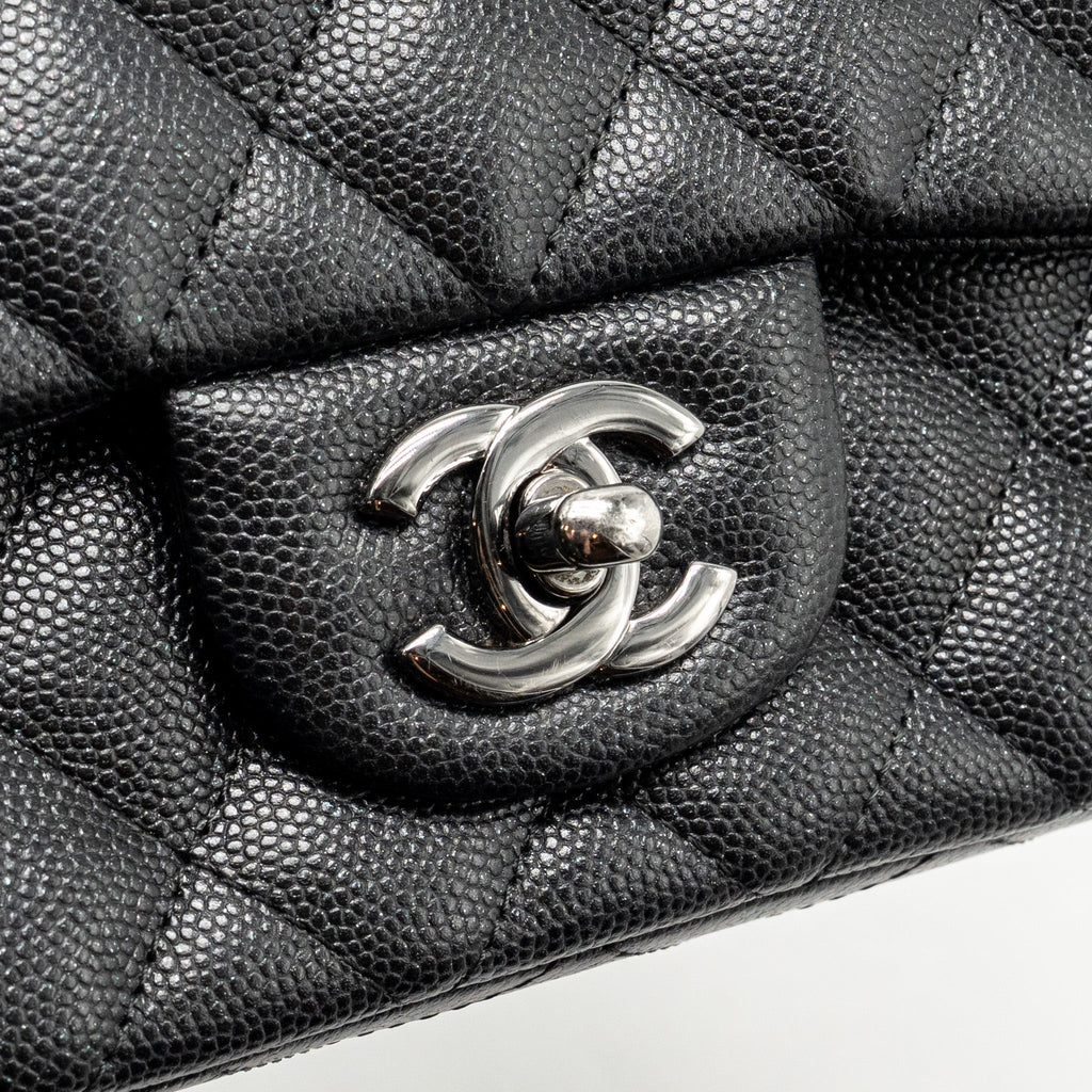 CHANEL MINI RECTANGULAR FLAP BAG CAVIAR IRIDESCENT BLACK SHW