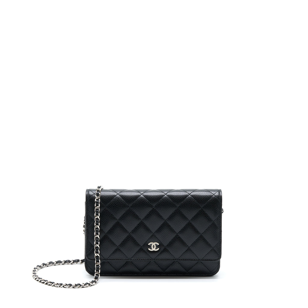 CHANEL CLASSIC WALLET ON CHAIN CAVIAR BLACK SHW (MICROCHIP)