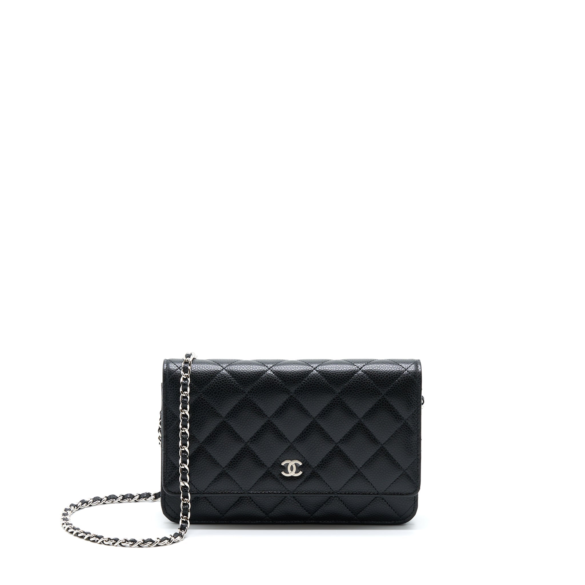 CHANEL CLASSIC WALLET ON CHAIN CAVIAR BLACK SHW (MICROCHIP)