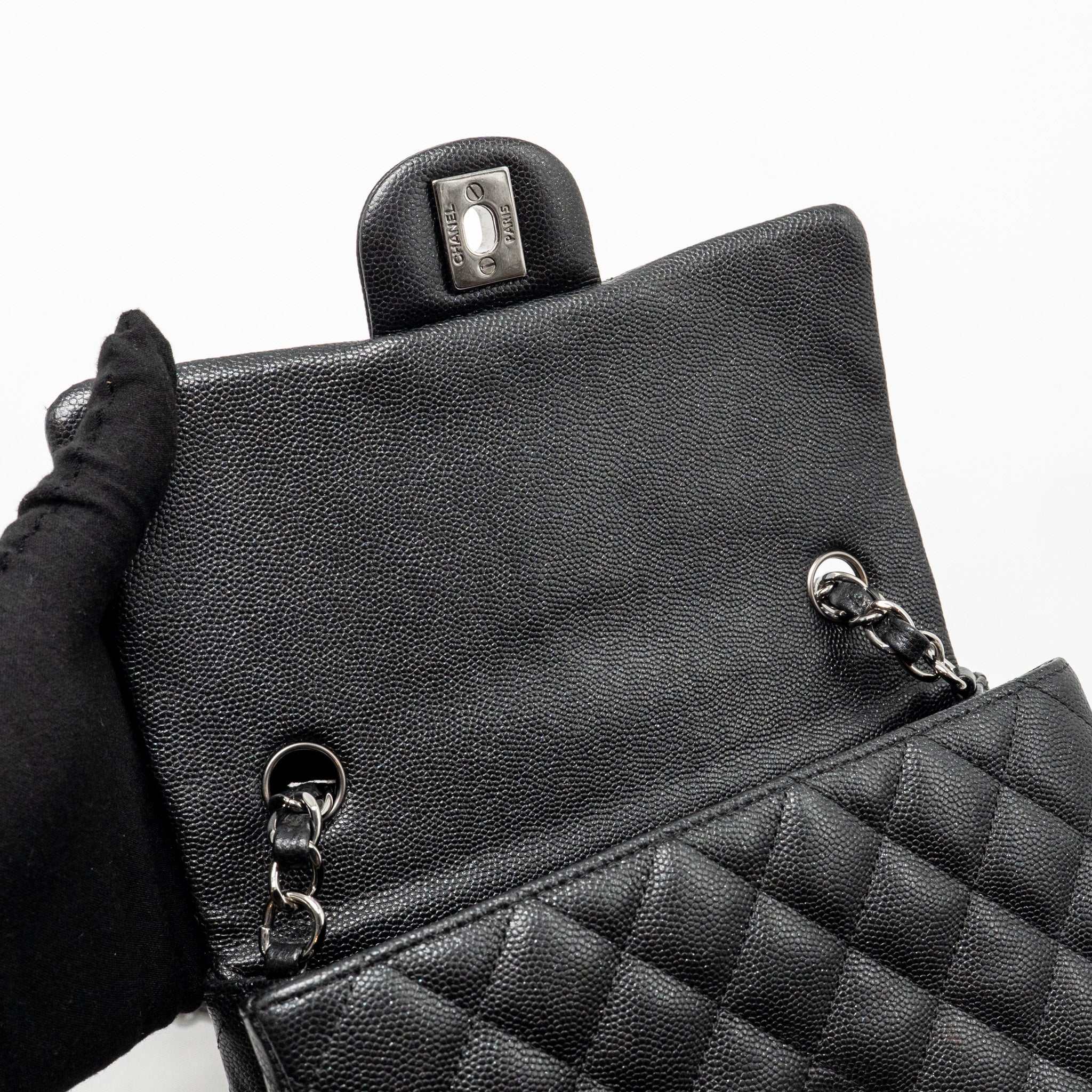 CHANEL MINI RECTANGULAR FLAP BAG CAVIAR IRIDESCENT BLACK SHW