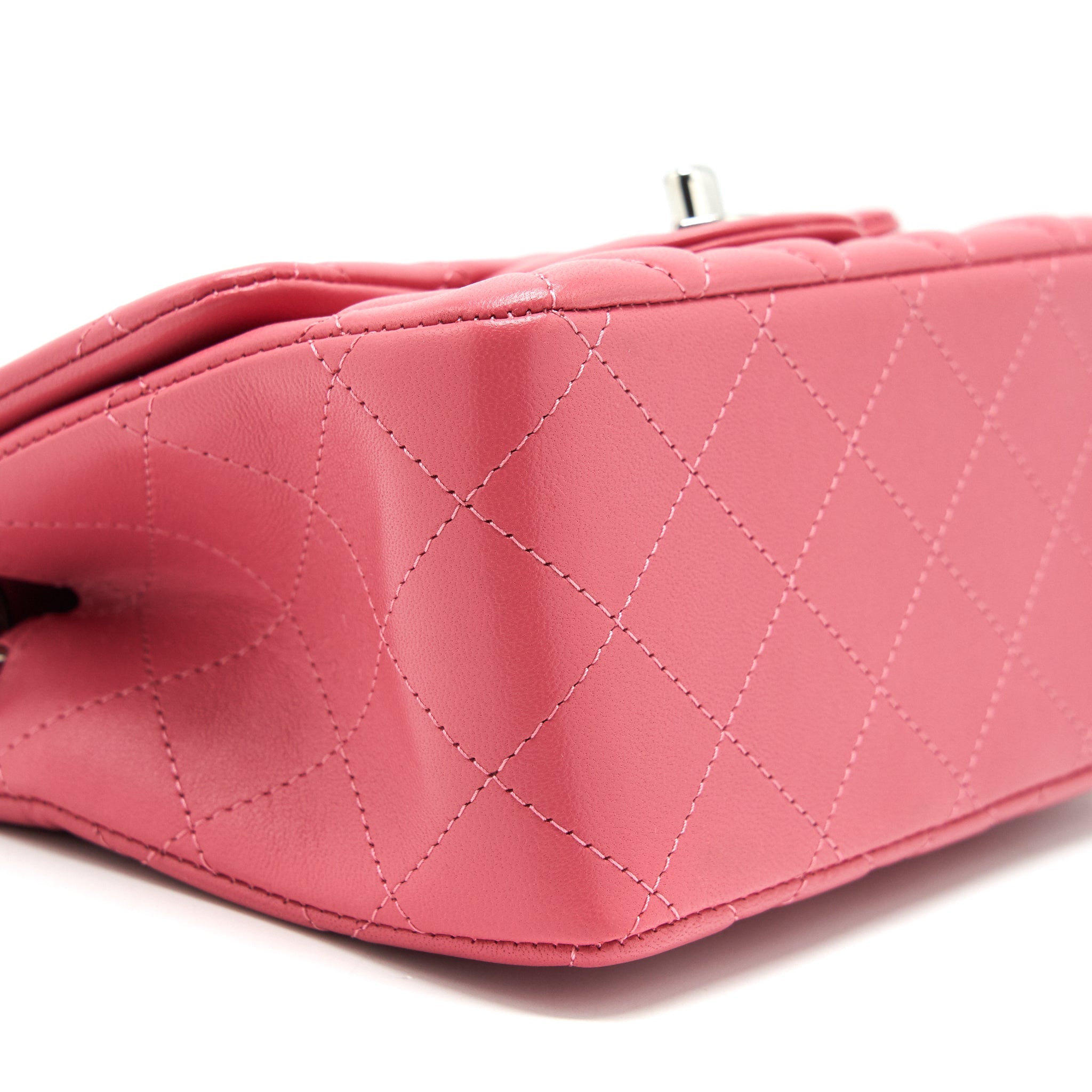 CHANEL MINI SQUARE FLAP BAG LAMBSKIN PINK SHW