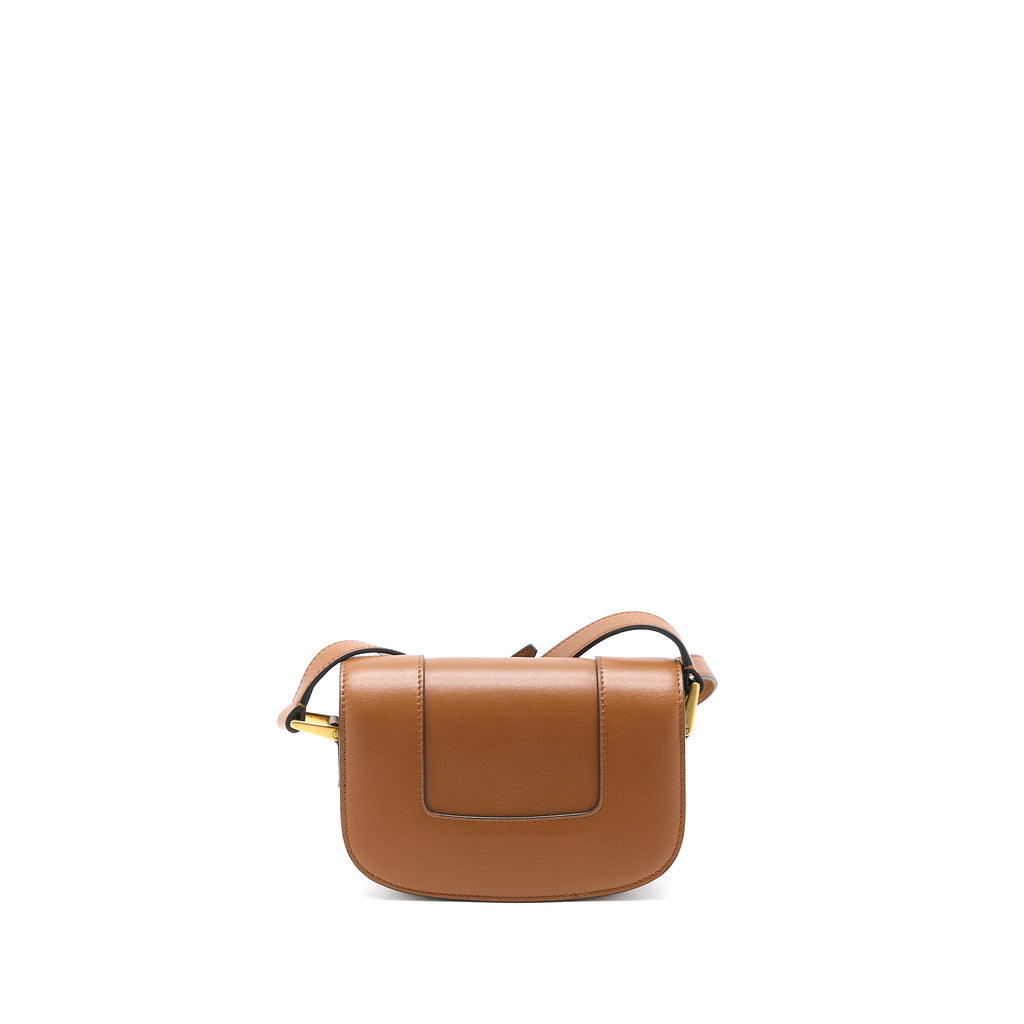 VALENTINO SMALL SUPERVEE CROSSBODY BAG CALFSKIN BROWN GHW