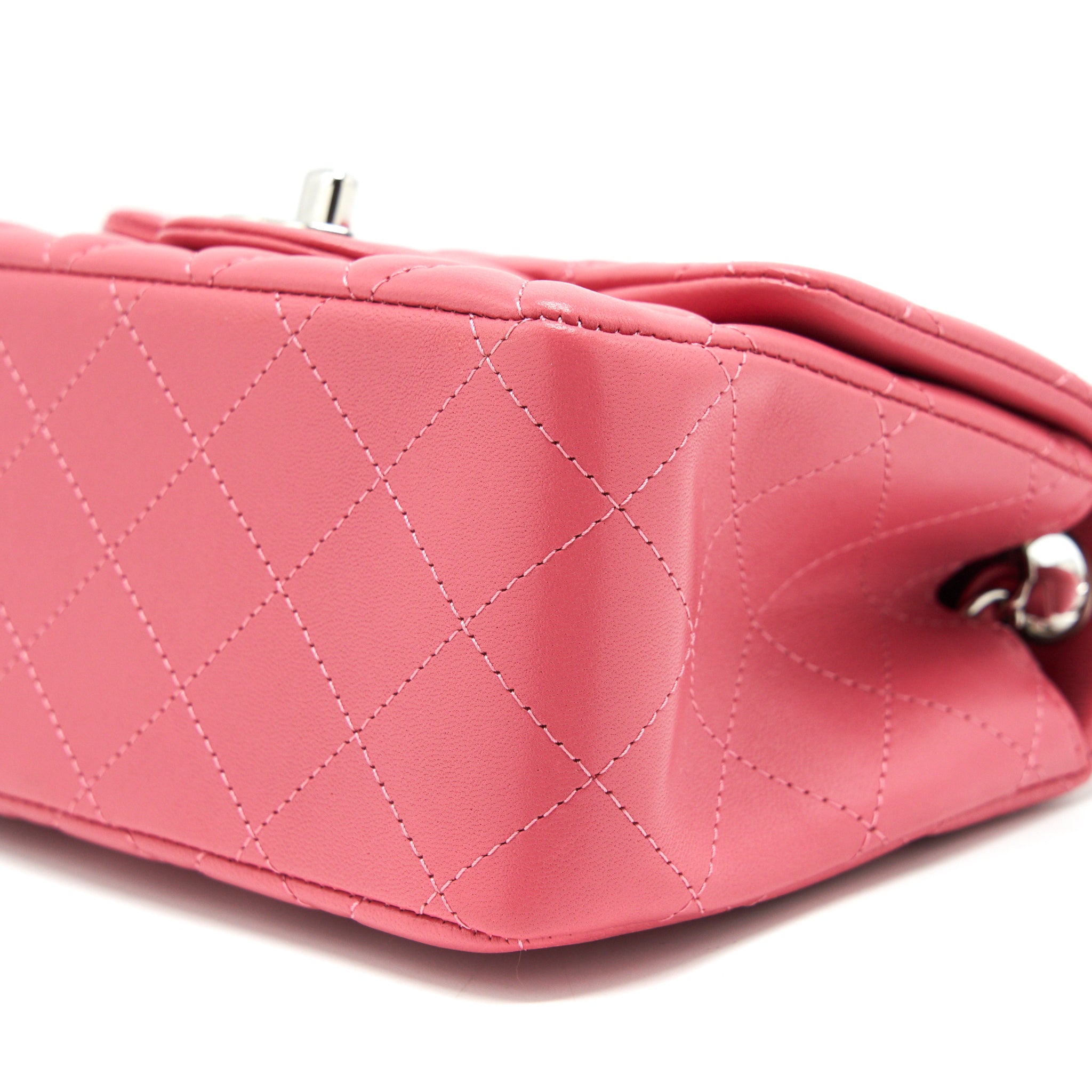CHANEL MINI SQUARE FLAP BAG LAMBSKIN PINK SHW