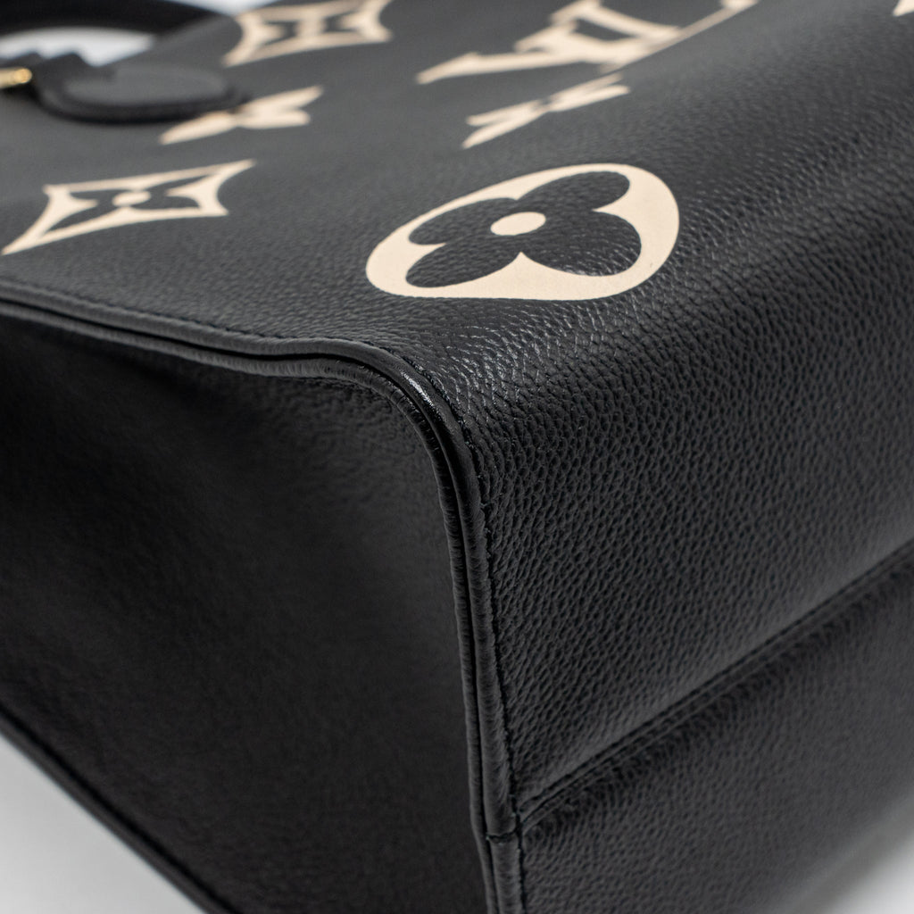 LOUIS VUITTON ONTHEGO MM MONOGRAM EMPREINTE LEATHER BLACK/BEIGE GHW