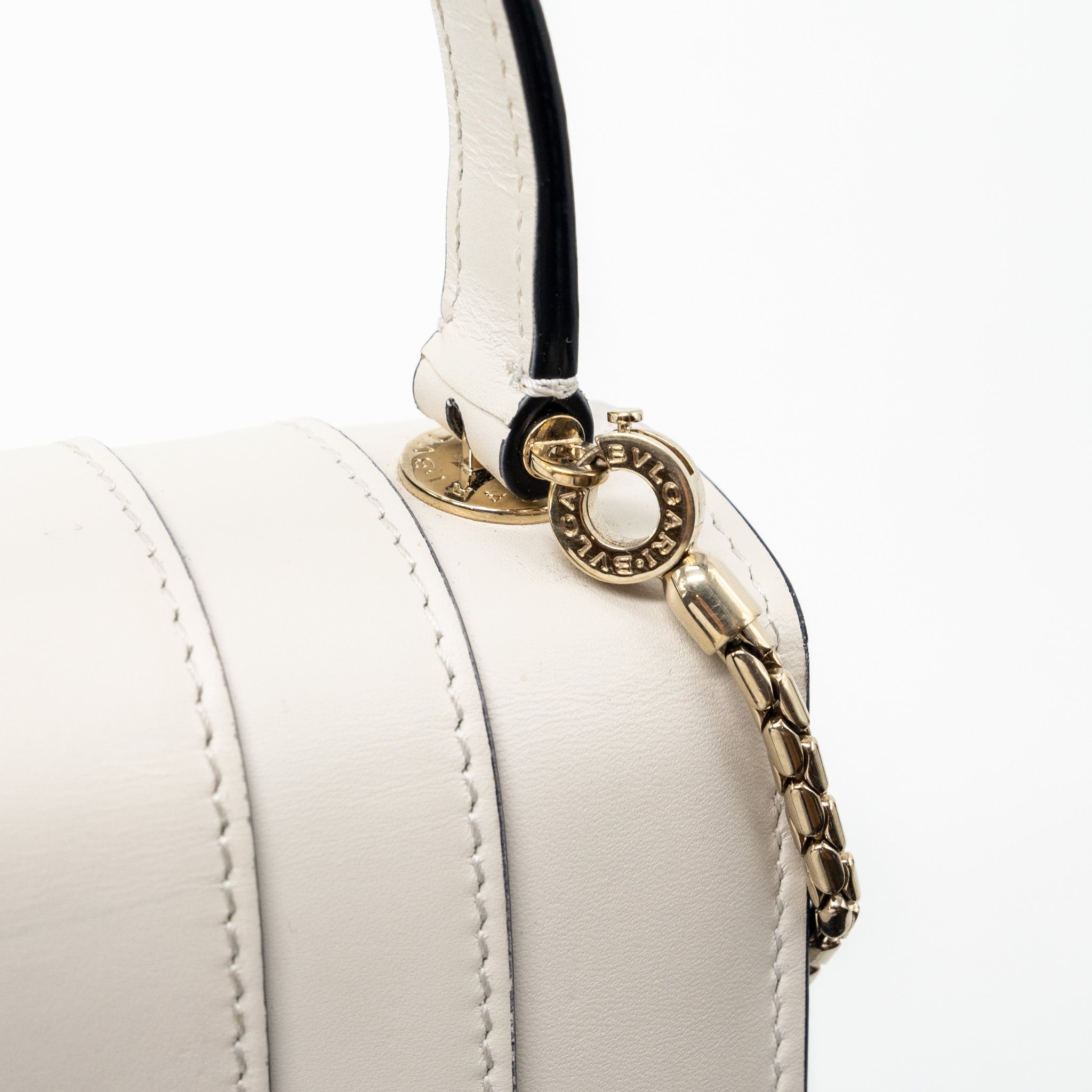 BVLGARI TOP HANDLE SERPENTI BAG CALFSKIN WHITE LGHW
