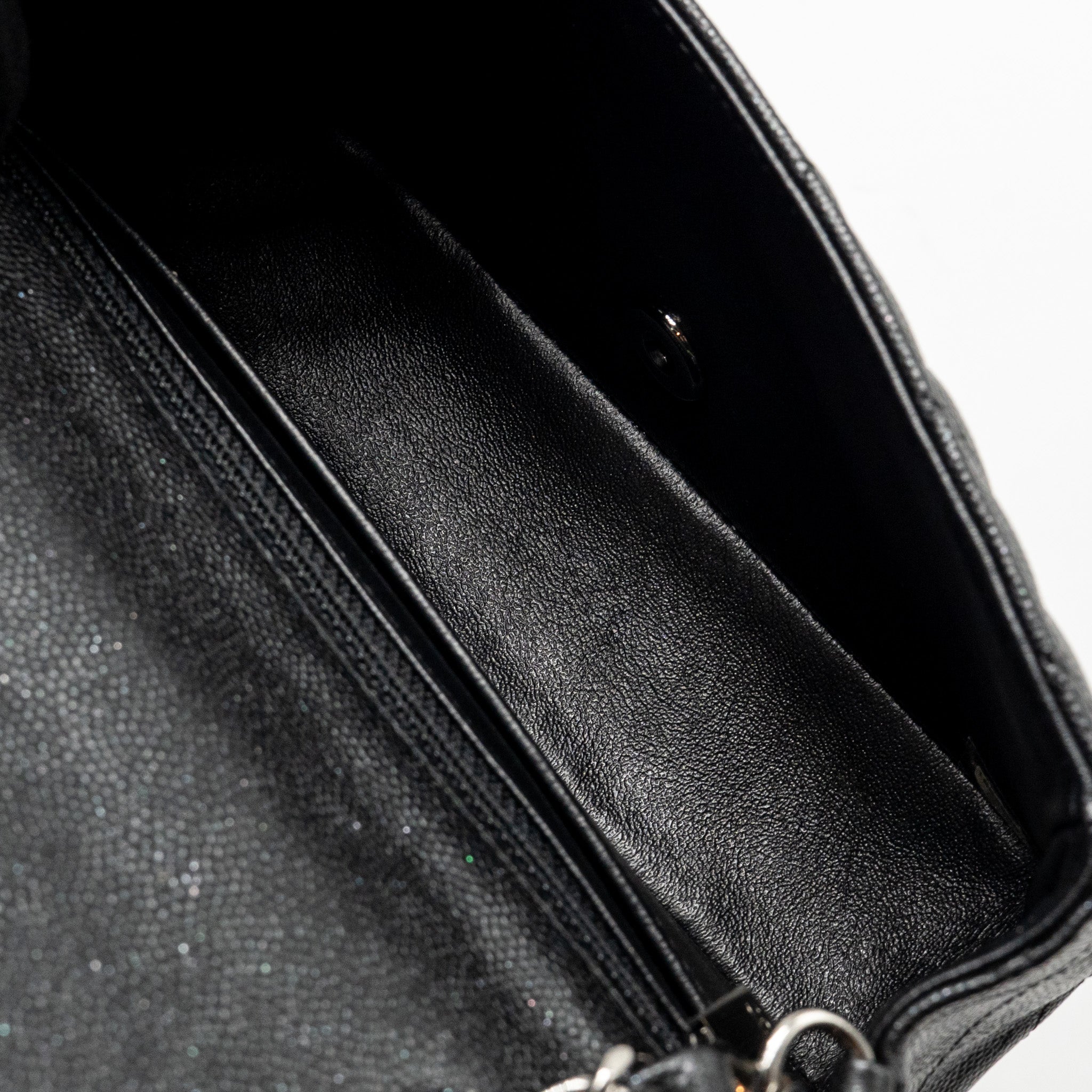 CHANEL MINI RECTANGULAR FLAP BAG CAVIAR IRIDESCENT BLACK SHW