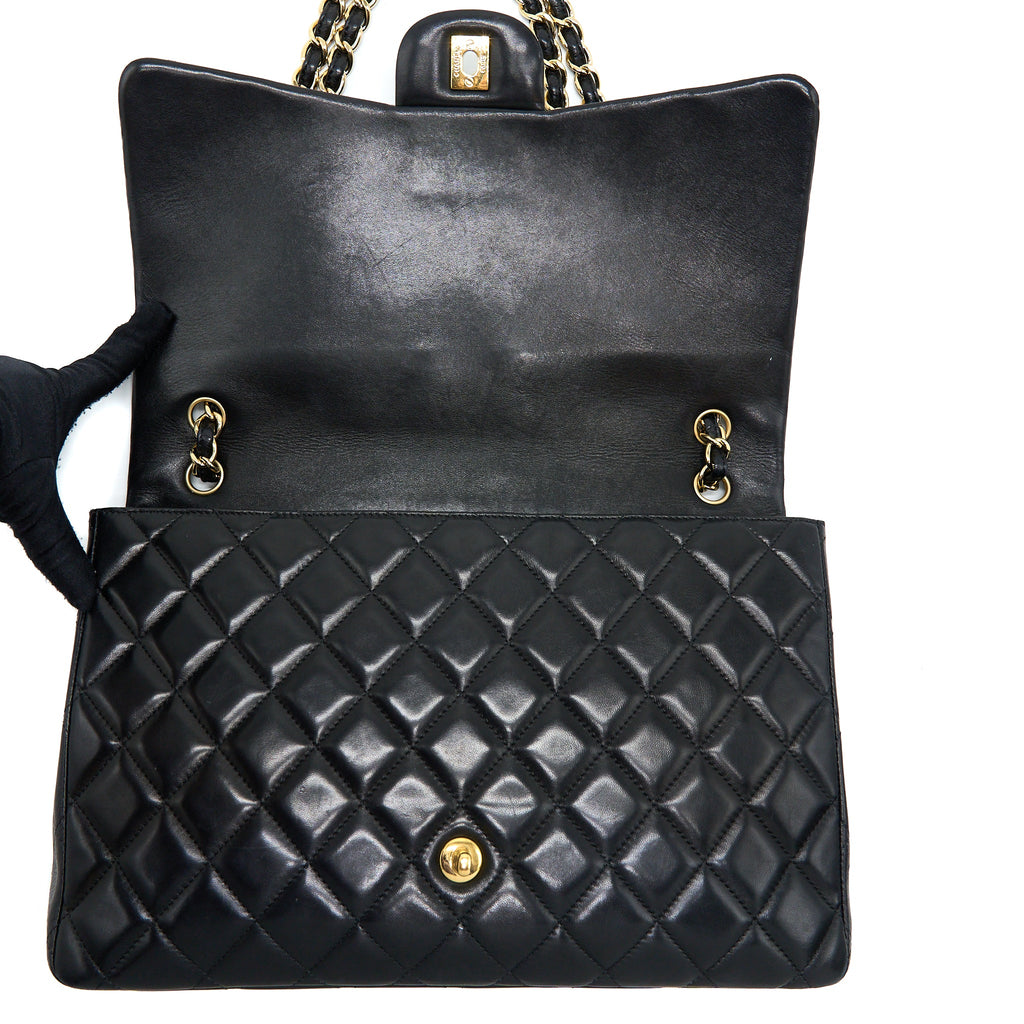 CHANEL MAXI CLASSIC FLAP BAG LAMBSKIN BLACK GHW