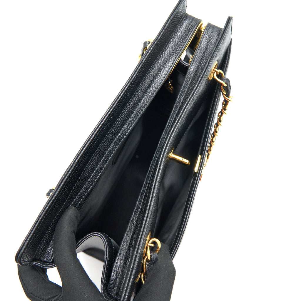 CHANEL VINTAGE 24K GOLD CAVIAR SHOPPING BAG WITH CHAIN