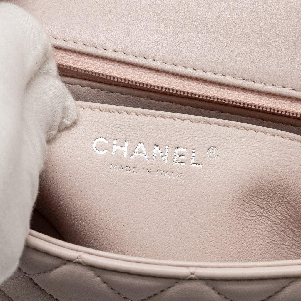 CHANEL MINI RECTANGULAR FLAP BAG LAMBSKIN LIGHT PINK SHW (MICROCHIP)