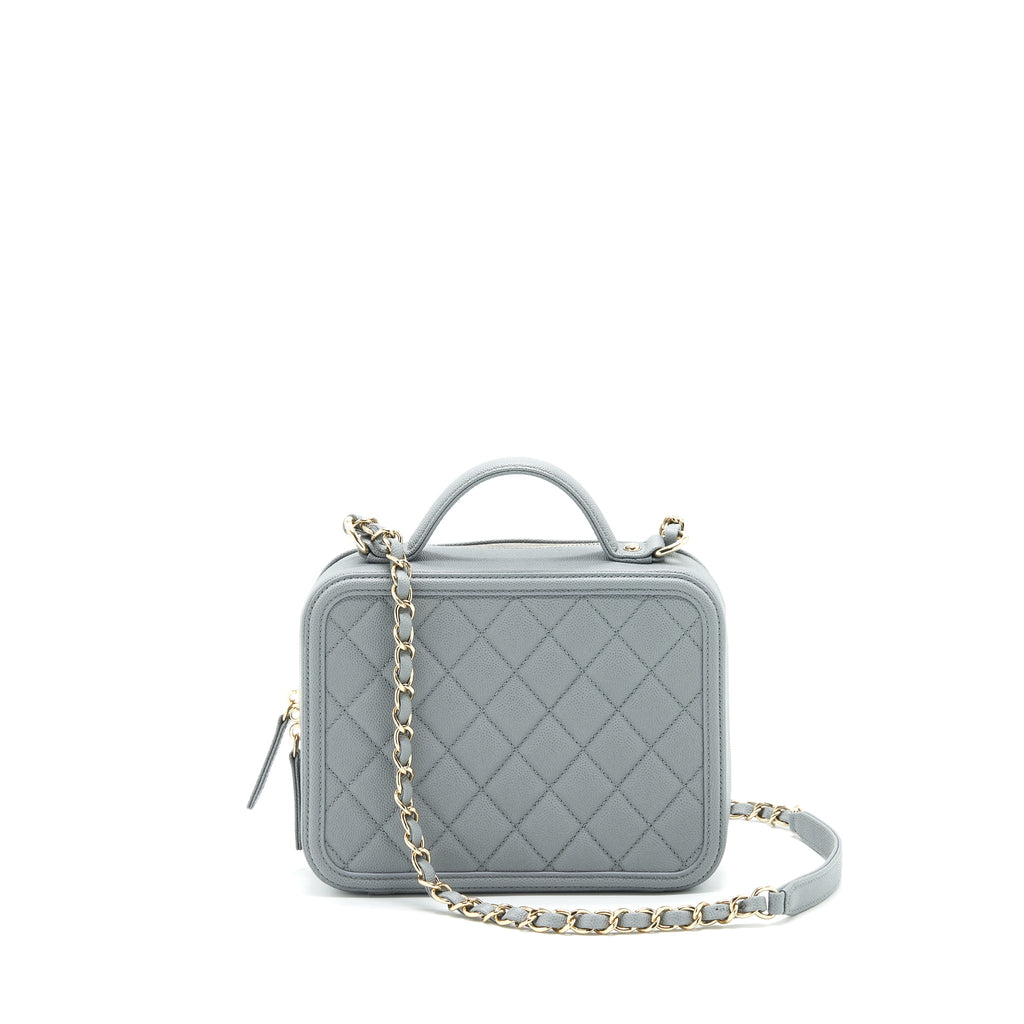 CHANEL CC FILIGREE VANITY CASE GREY LGHW