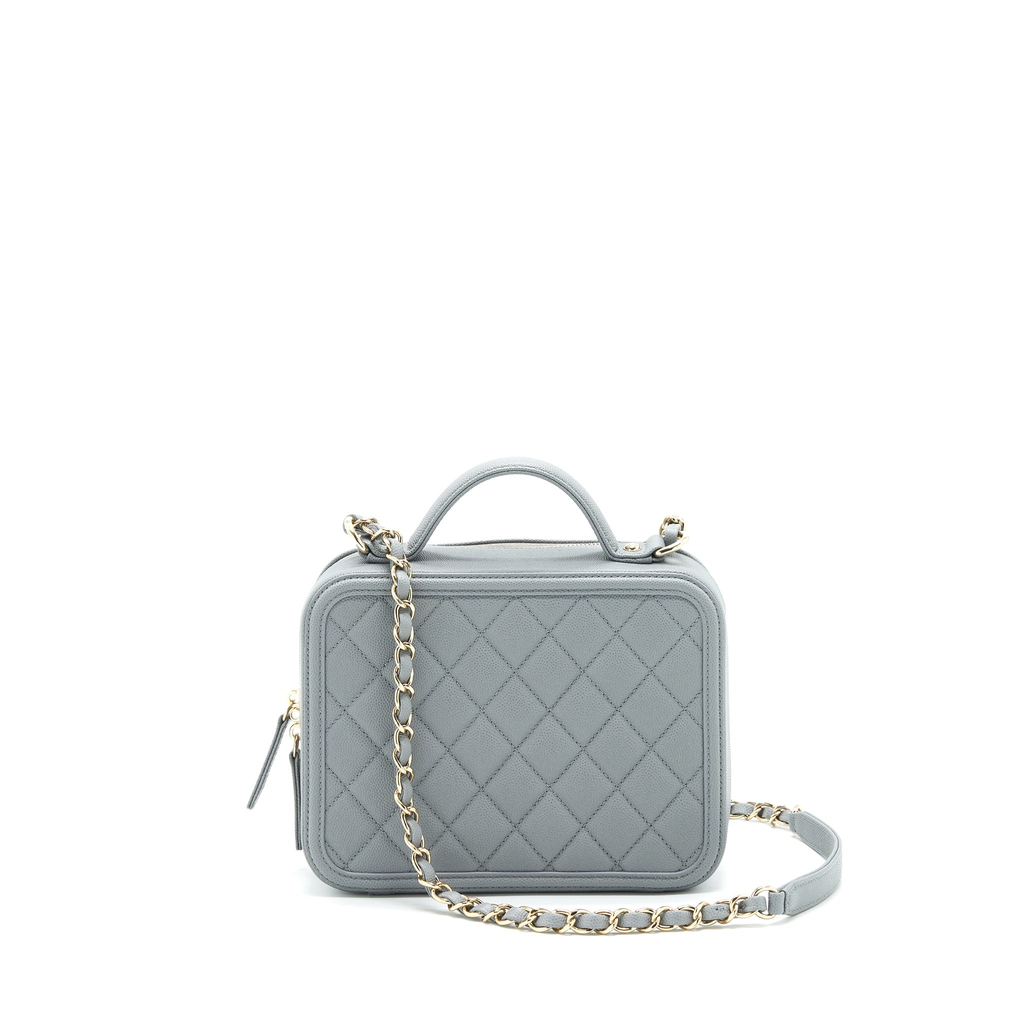 CHANEL CC FILIGREE VANITY CASE GREY LGHW