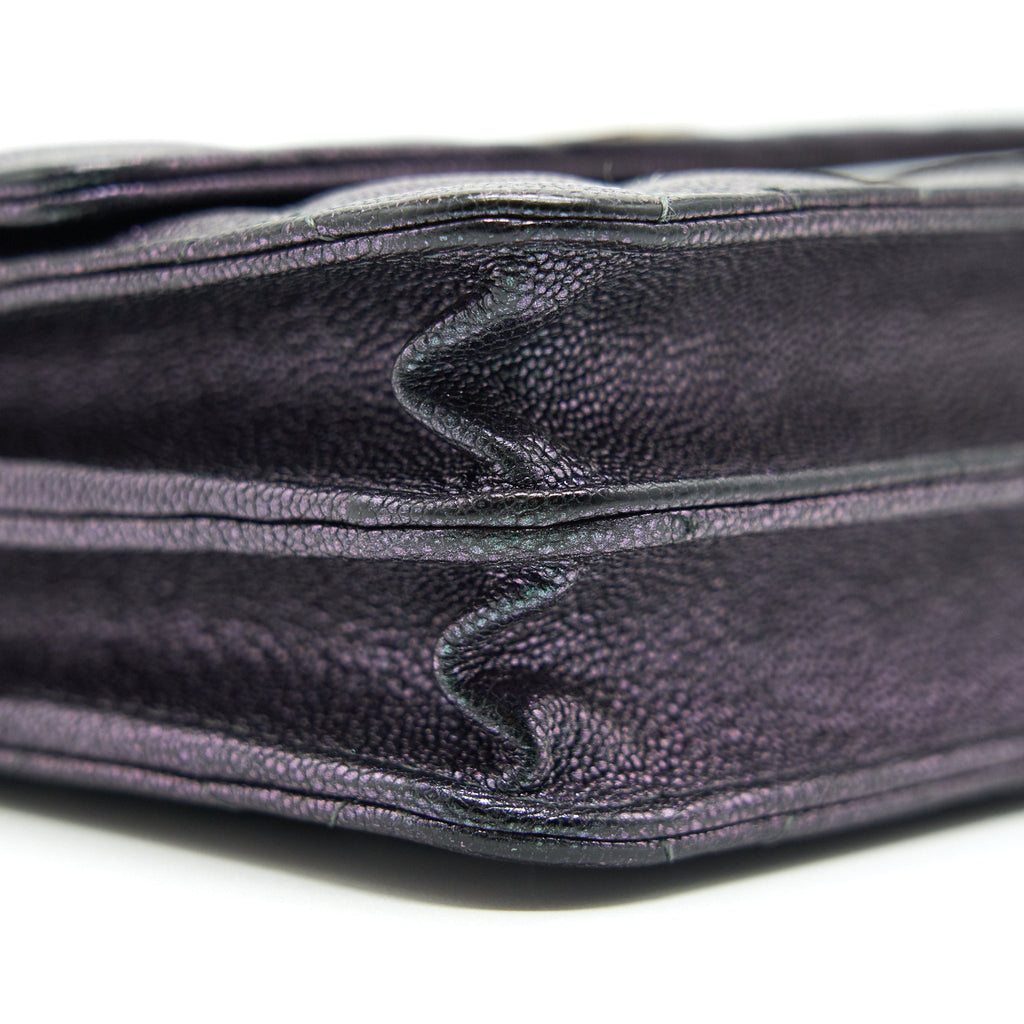 CHANEL CLASSIC SQUARE WALLET ON CHAIN CAVIAR IRIDESCENT PURPLE LGHW