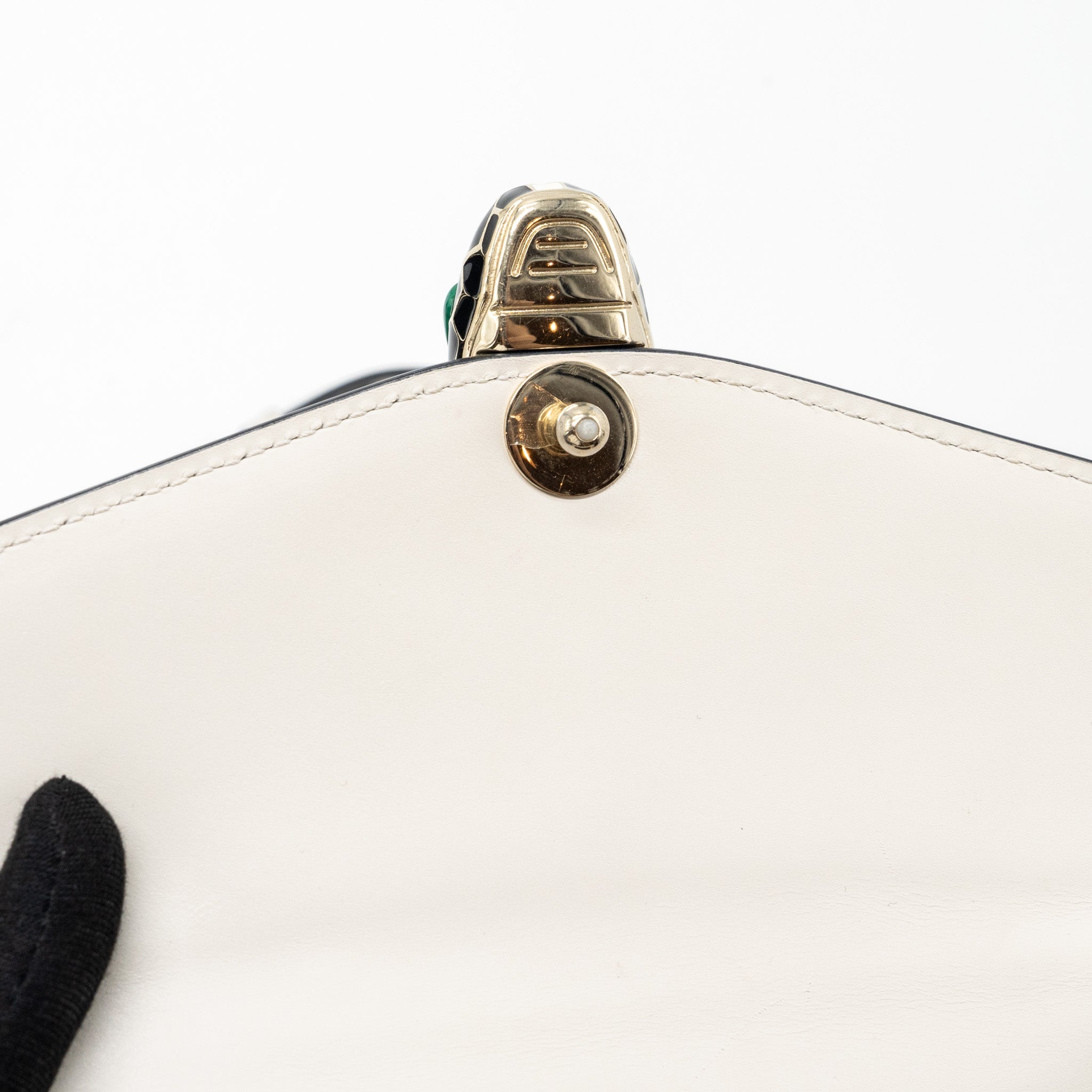 BVLGARI TOP HANDLE SERPENTI BAG CALFSKIN WHITE LGHW