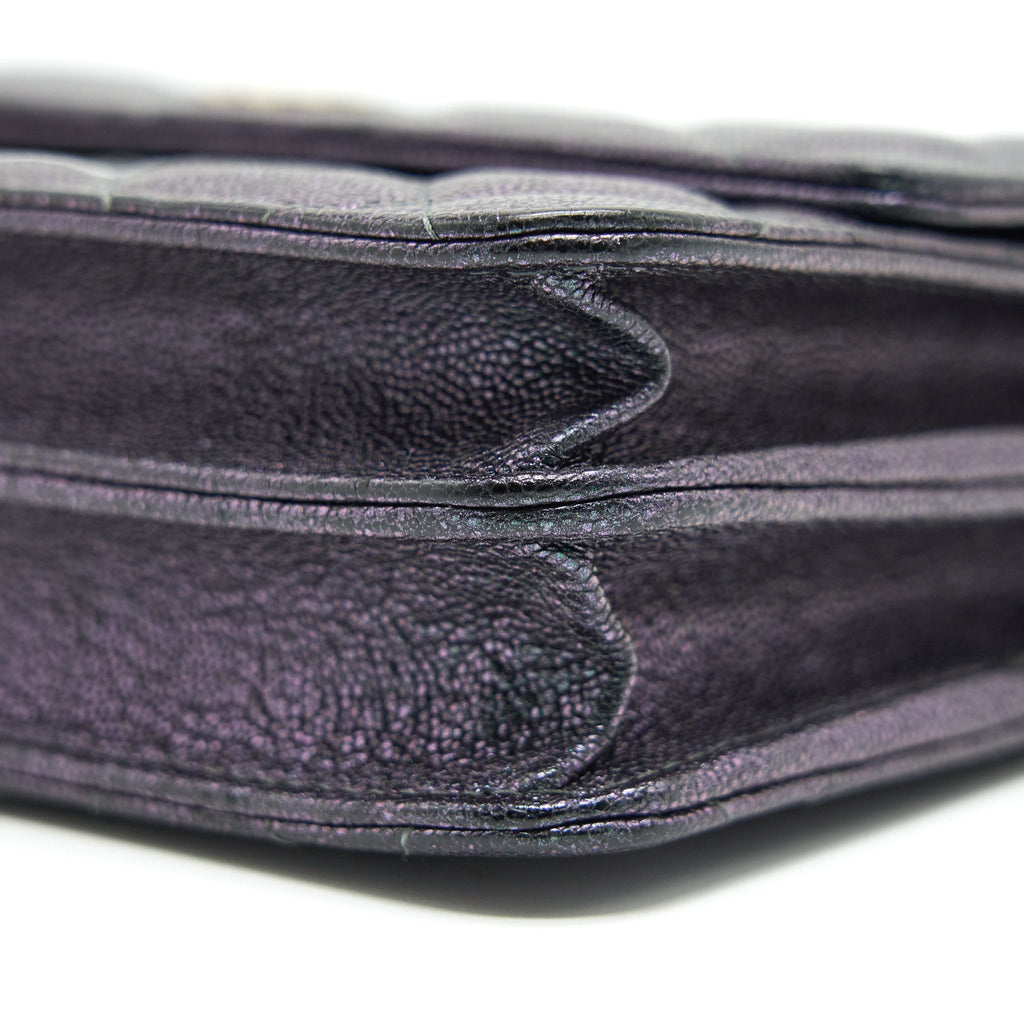 CHANEL CLASSIC SQUARE WALLET ON CHAIN CAVIAR IRIDESCENT PURPLE LGHW