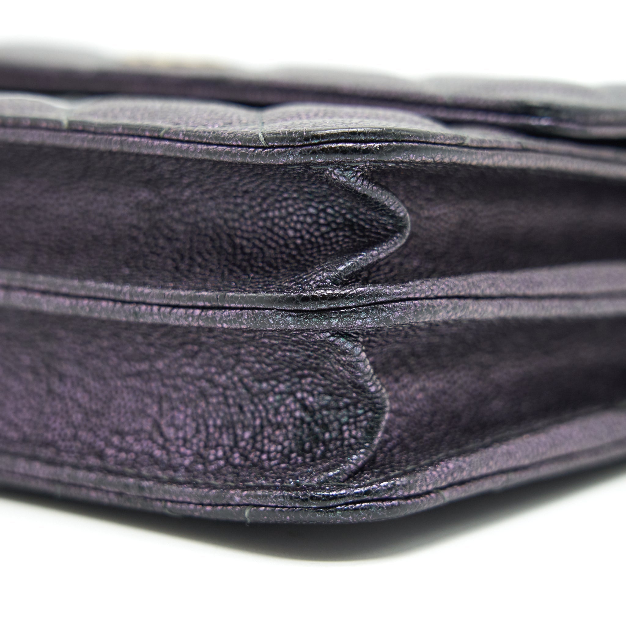 CHANEL CLASSIC SQUARE WALLET ON CHAIN CAVIAR IRIDESCENT PURPLE LGHW