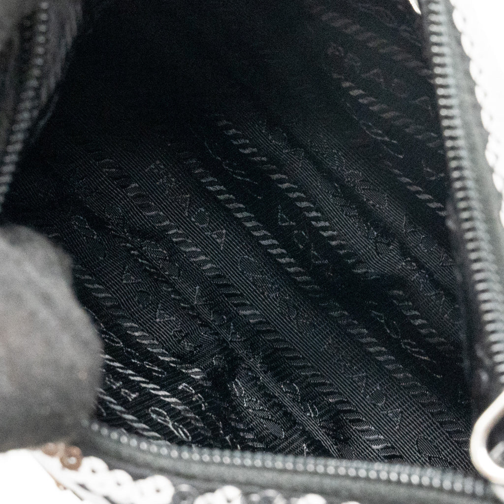 PRADA RE-EDITION MINI BAG SEQUIN ARGENTO SHW
