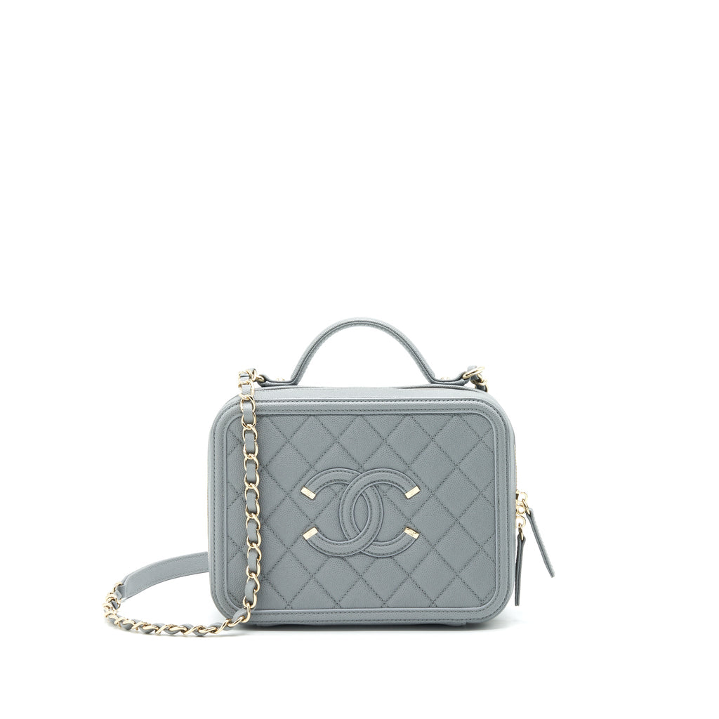 CHANEL CC FILIGREE VANITY CASE GREY LGHW