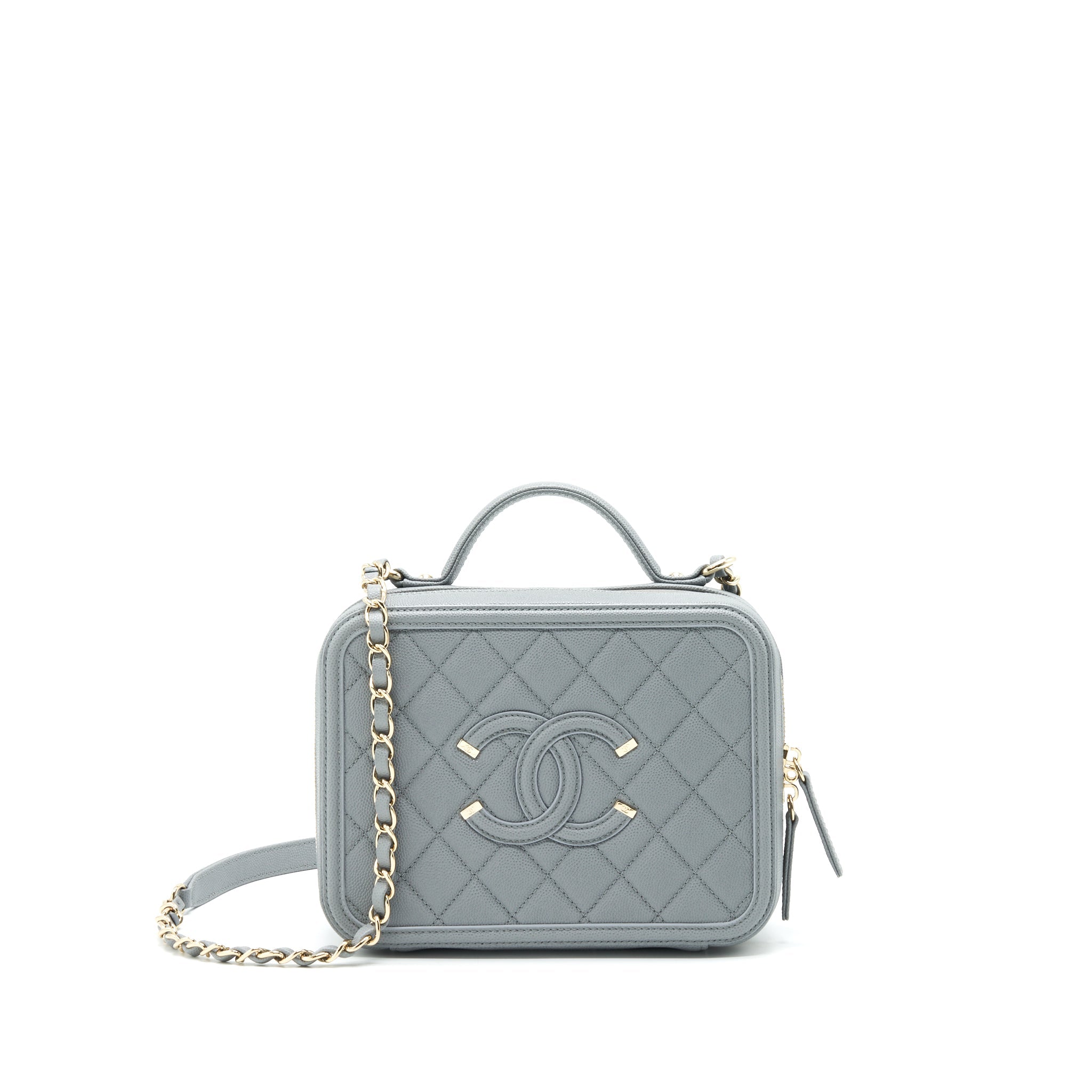 CHANEL CC FILIGREE VANITY CASE GREY LGHW