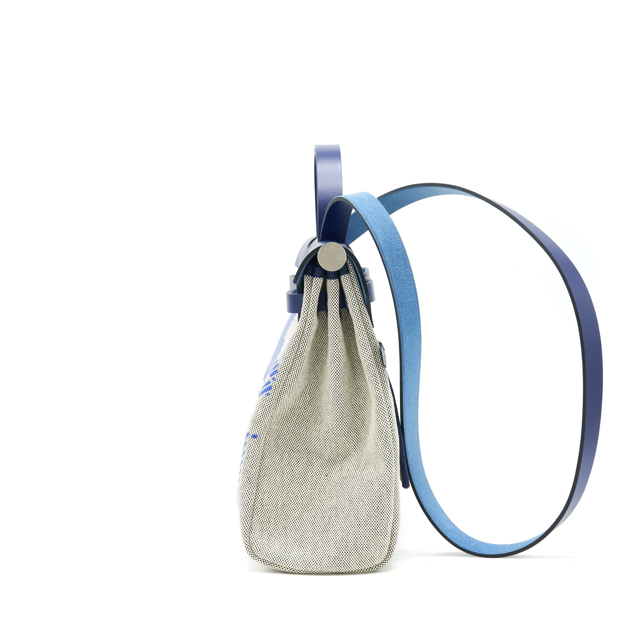 HERMES HERBAG ZIP 31 TOILE H EN RELIEF BRIDES SAPHIR