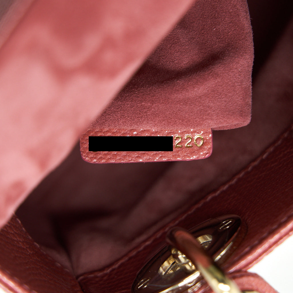 DIOR LIZARD MINI LADY DIOR BAG PINK GHW