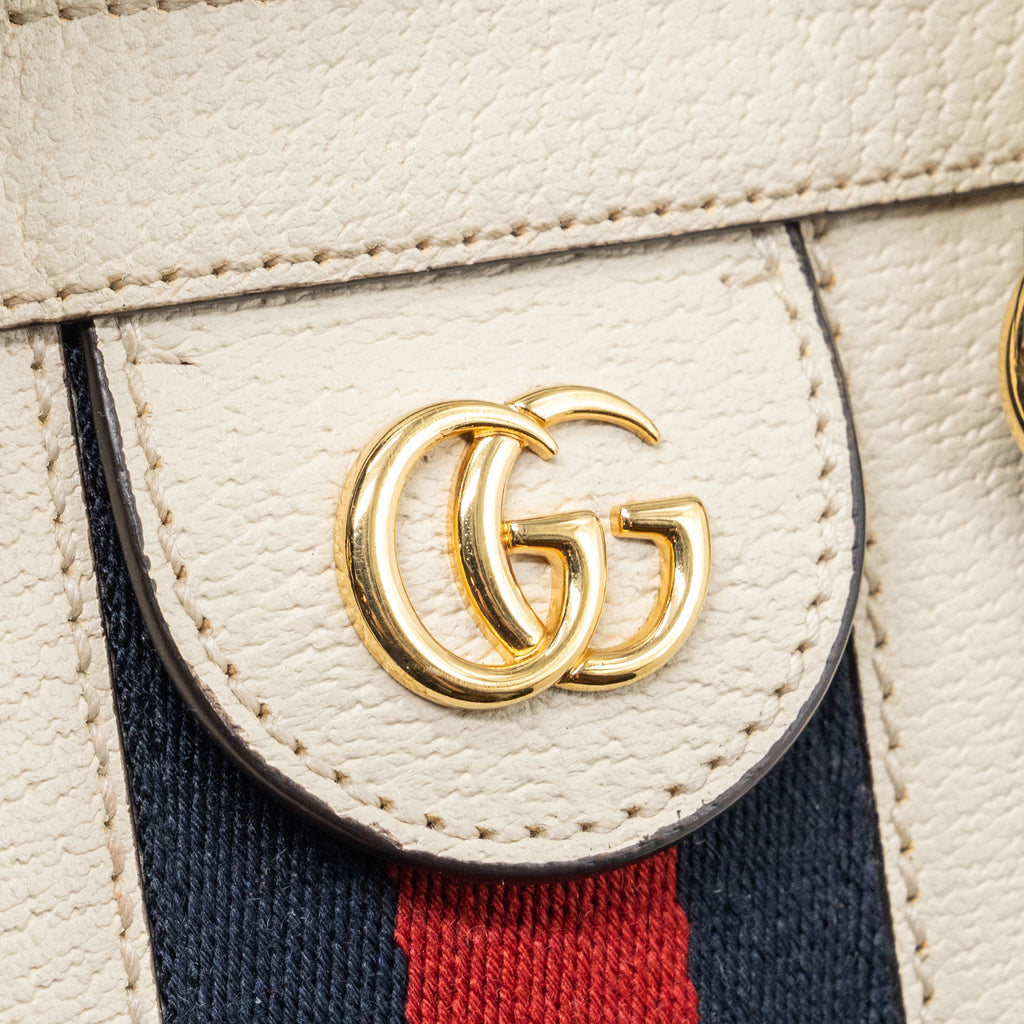 GUCCI OPHIDIA SMALL TOTE BAG CALFSKIN WHITE/ MULTICOLOUR GHW