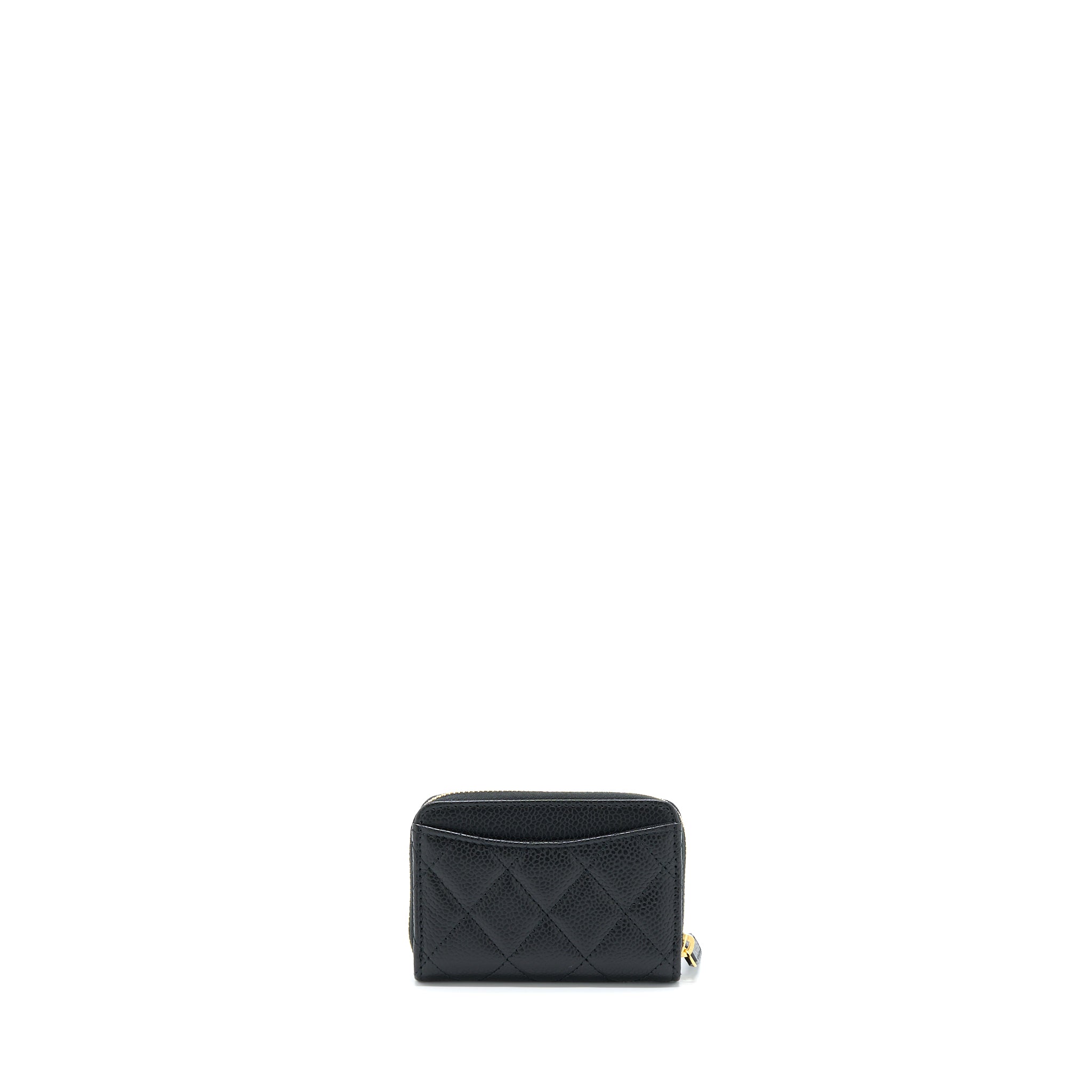CHANEL ZIP SMALL CARD HOLDER CAVIAR BLACK GHW