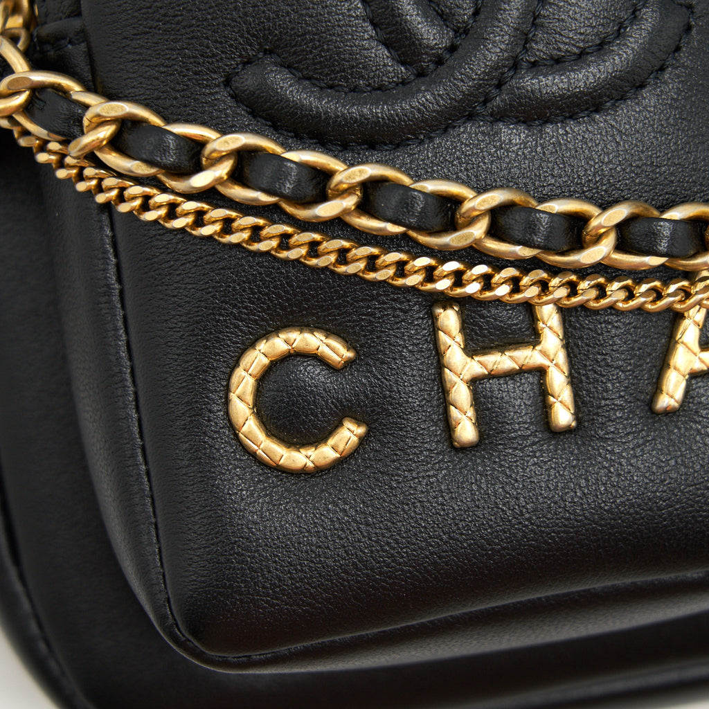 CHANEL 22C CAMERA BAG CALFSKIN BLACK GHW