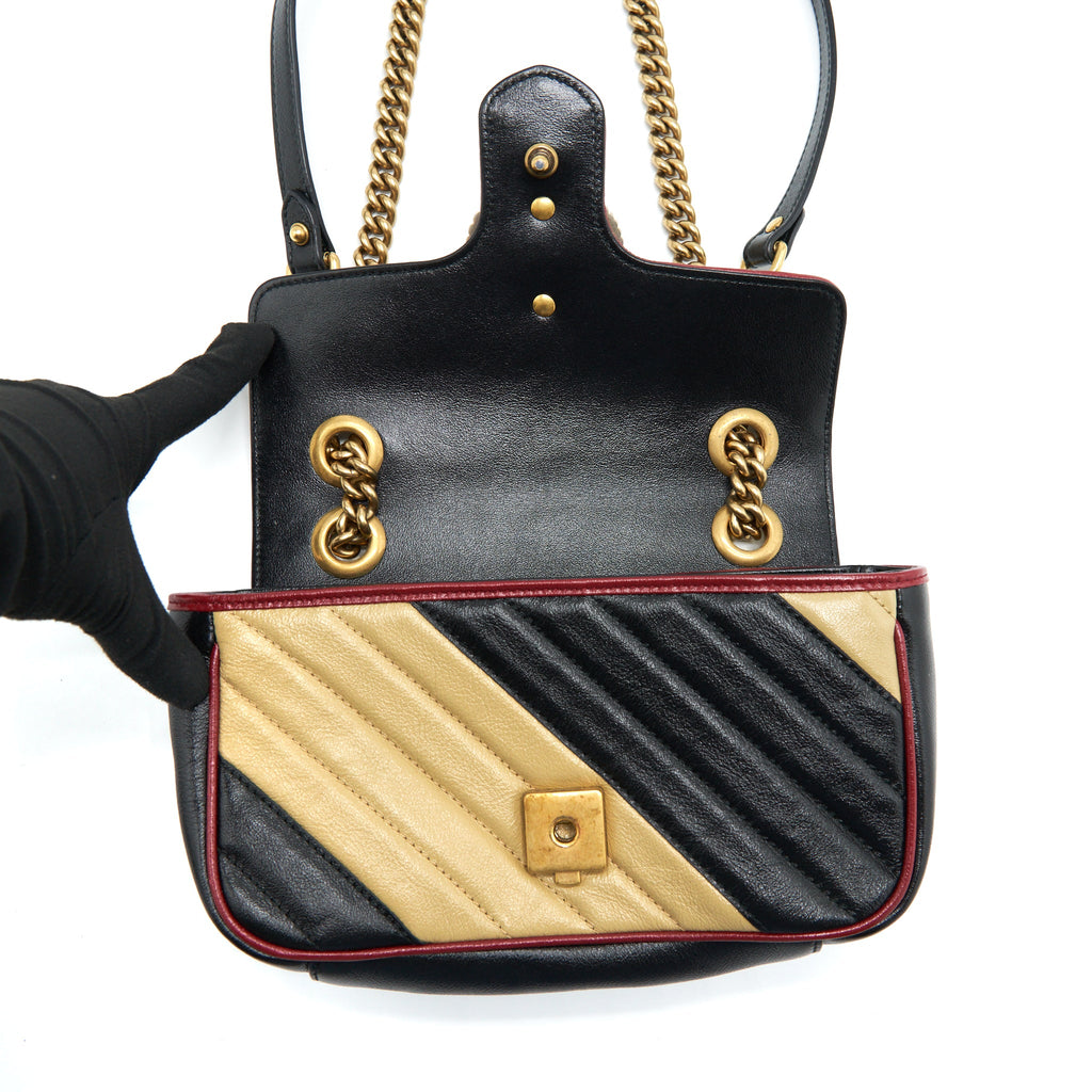 GUCCI MINI GG MARMONT FLAP BAG LIMITED EDITION MULTICOLOR GHW