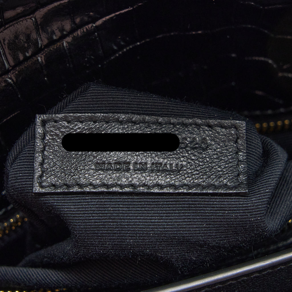 SAINT LAURENT CASSANDRA CHAIN BAG CROC EMBOSSED LEATHER BLACK GHW