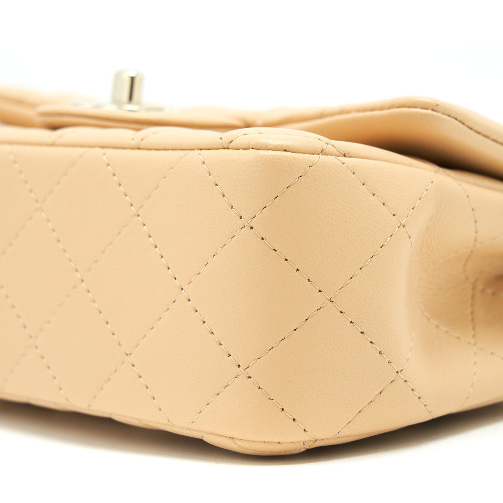 CHANEL 22C MINI RECTANGULAR FLAP BAG LAMBSKIN BEIGE LGHW