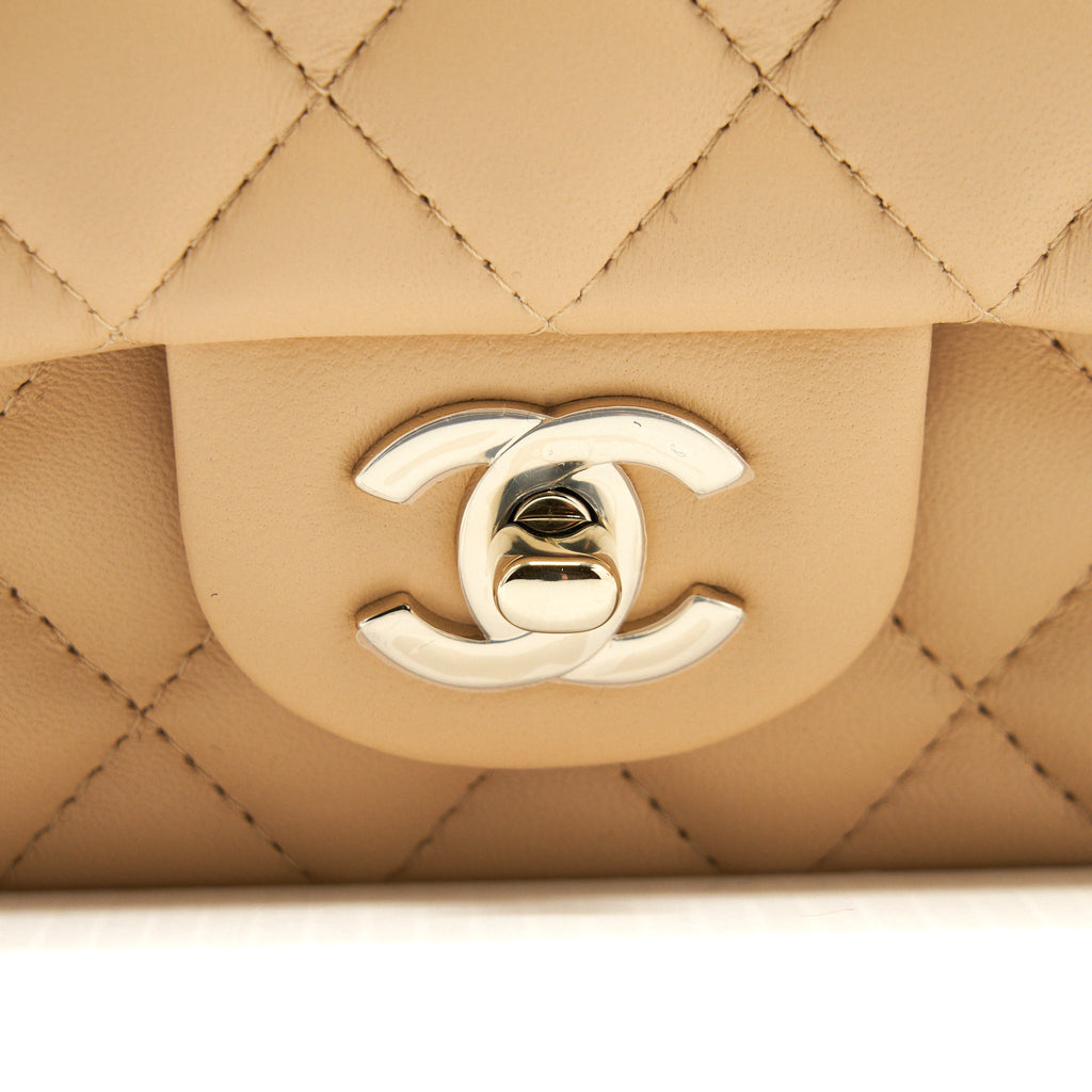 CHANEL 22C MINI RECTANGULAR FLAP BAG LAMBSKIN BEIGE LGHW