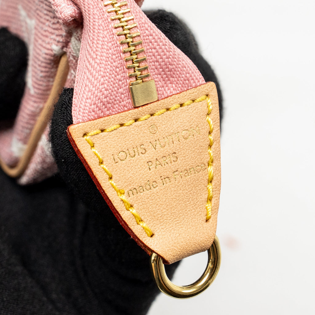 LOUIS VUITTON MICRO POCHETTE ACCESSOIRES MONOGRAM JACQUARD DENIM PINK GHW