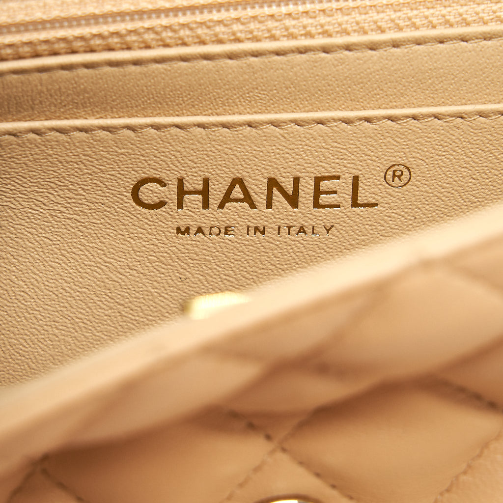 CHANEL 22C MINI RECTANGULAR FLAP BAG LAMBSKIN BEIGE LGHW