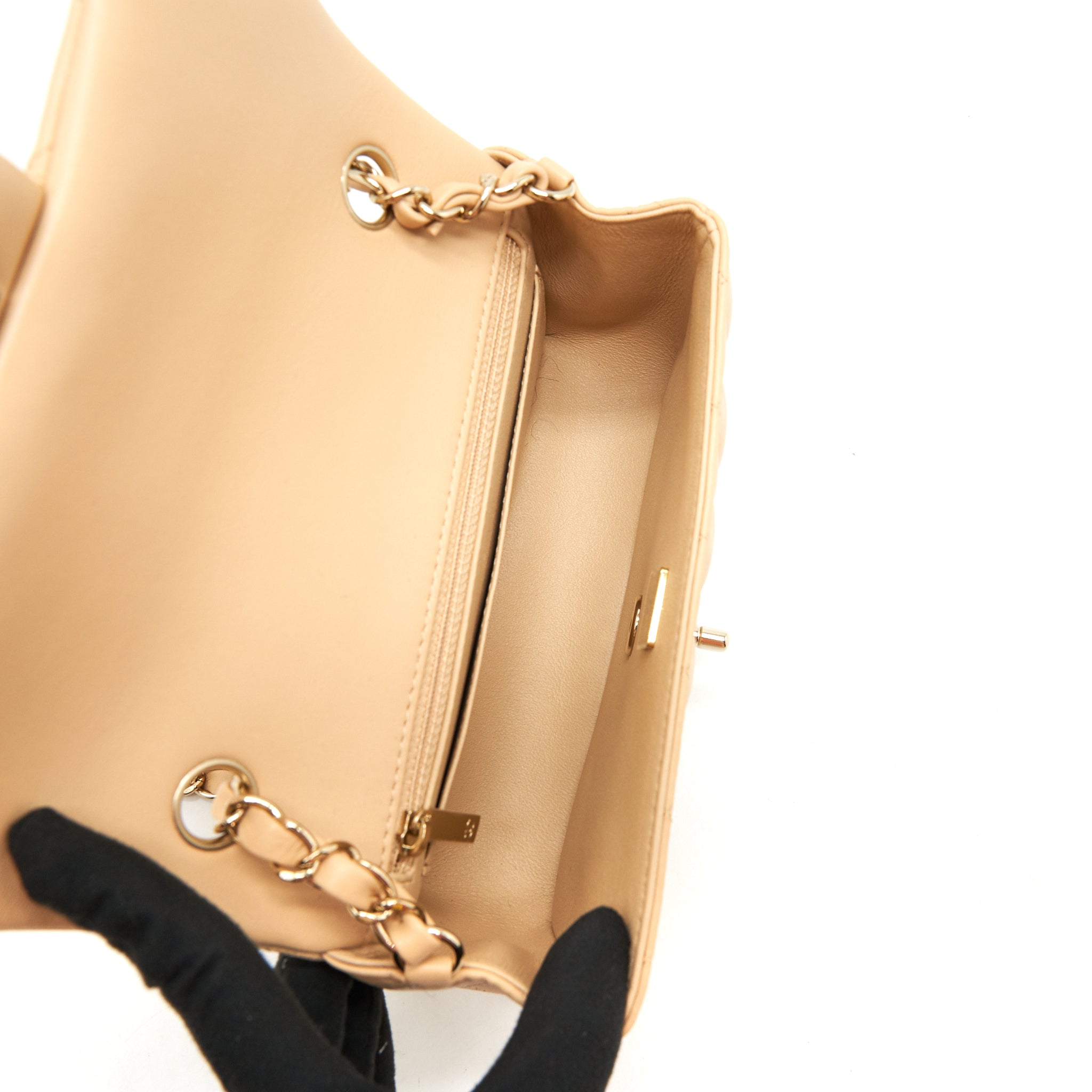 CHANEL 22C MINI RECTANGULAR FLAP BAG LAMBSKIN BEIGE LGHW