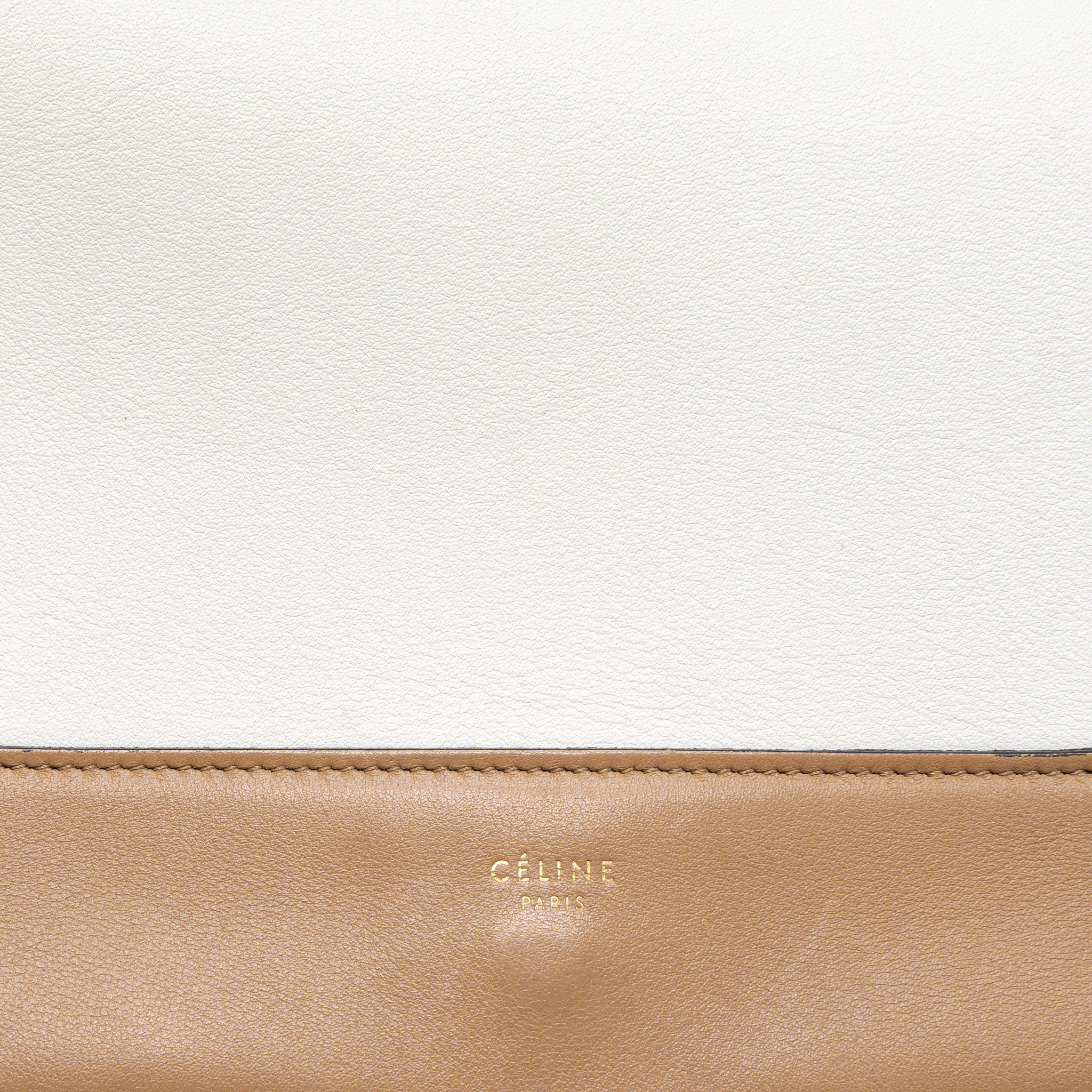 CELINE FRAME BAG CALFSKIN CREAM/BROWN BRUSHED GHW