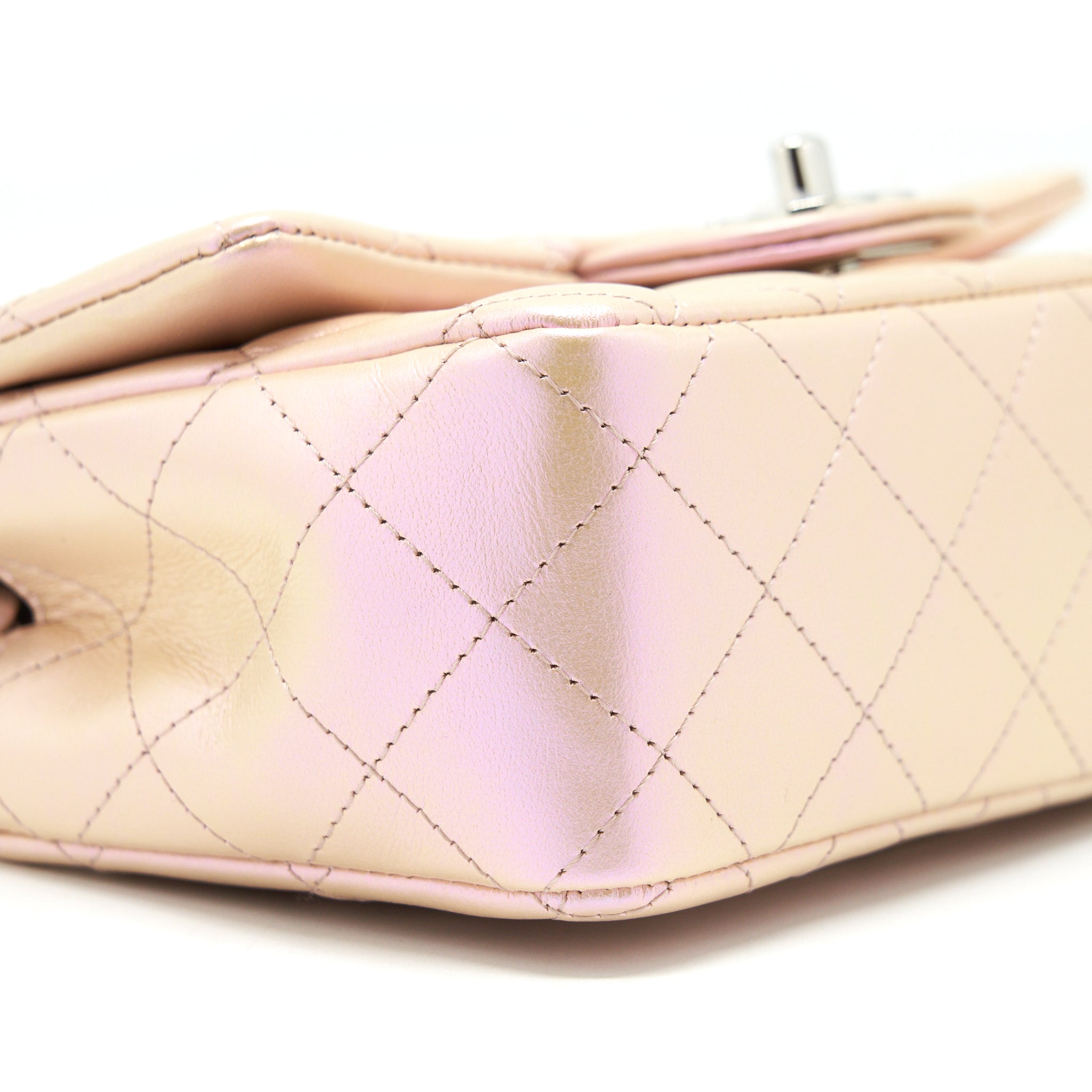 CHANEL 21K IRIDESCENT MINI RECTANGULAR CALFSKIN PINK SHW