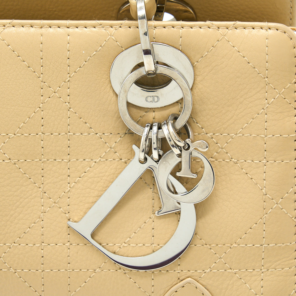 DIOR VINTAGE LADY DIOR LONG CUIR CALFSKIN BEIGE SHW