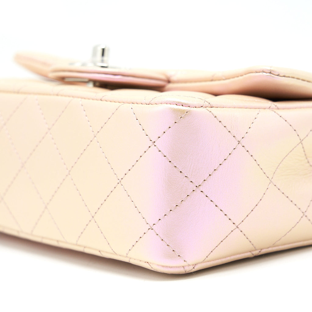 CHANEL 21K IRIDESCENT MINI RECTANGULAR CALFSKIN PINK SHW